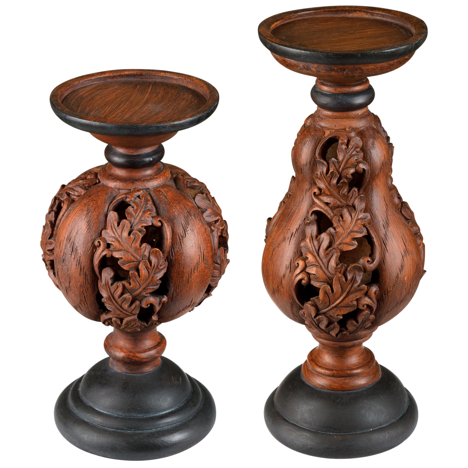 8.25" Chocolate Brown Pumpkin Leaf Thanksgiving Candle Holder