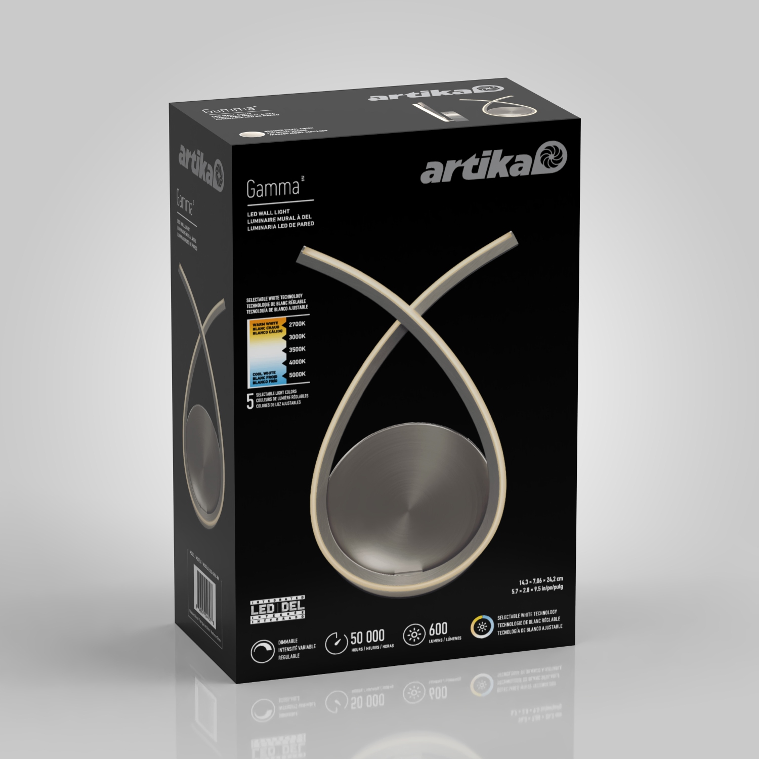 Applique gamma LED 5CCT, nickel brossé