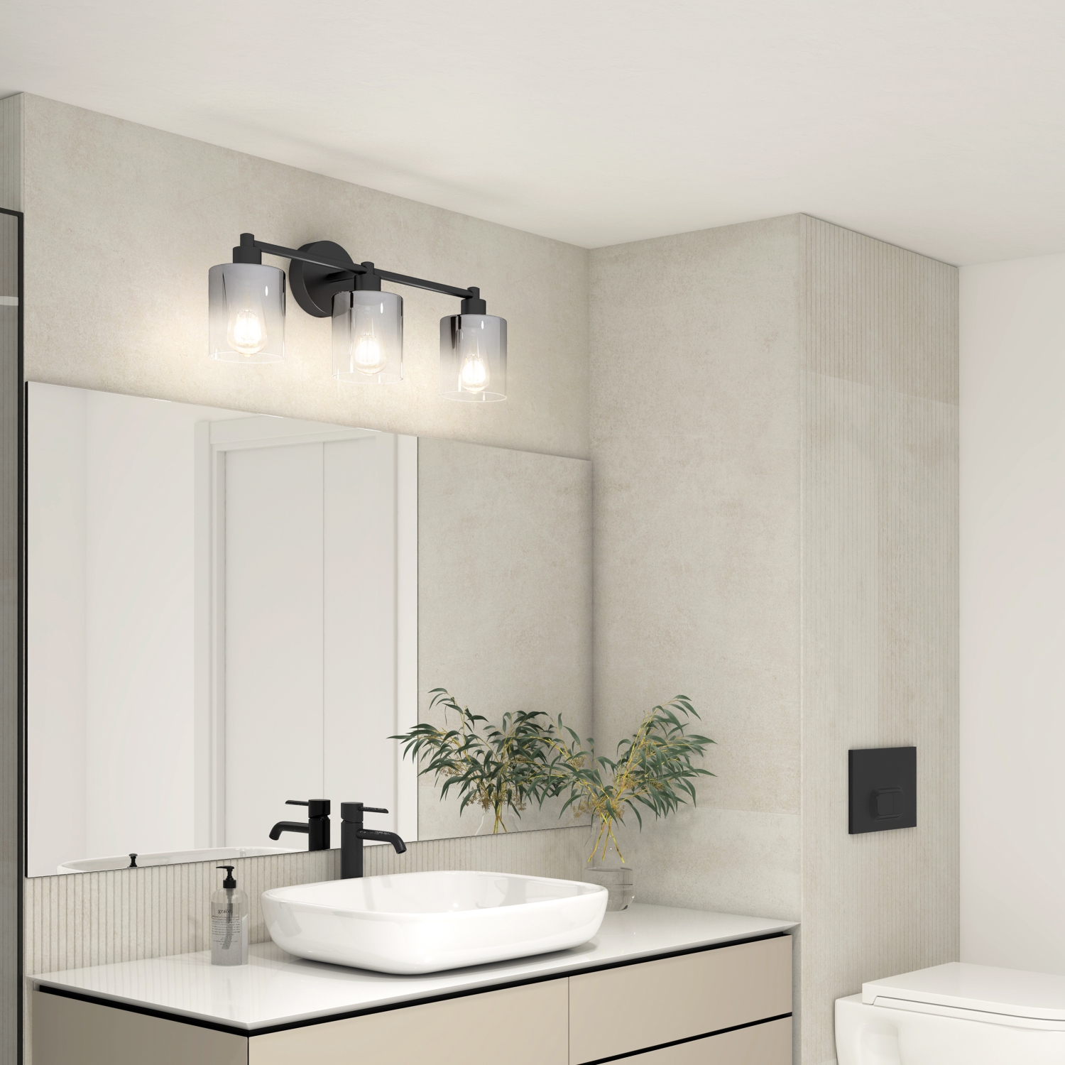 Haze 3Light Vanity, no bulbs, Black