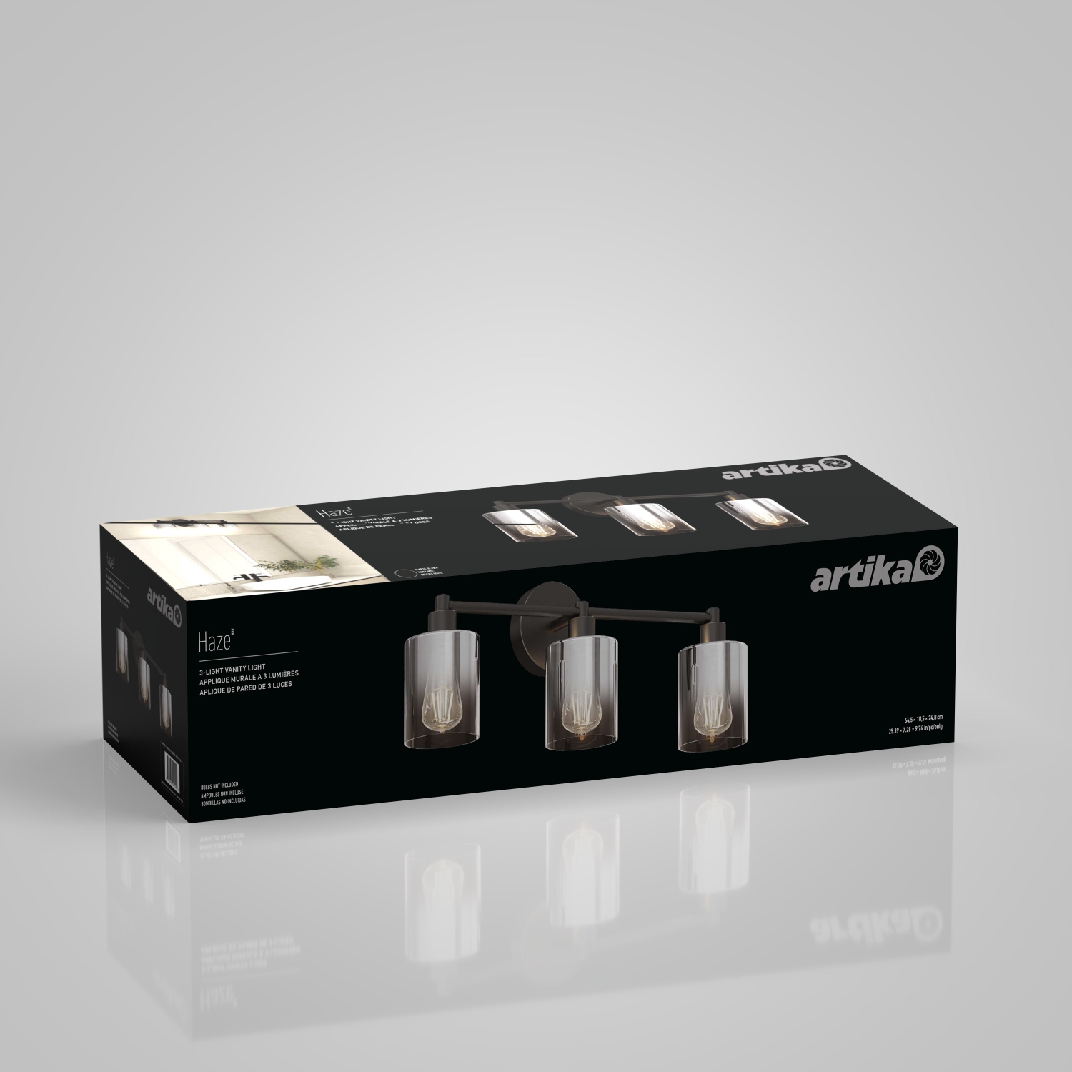 Haze 3Light Vanity, no bulbs, Black