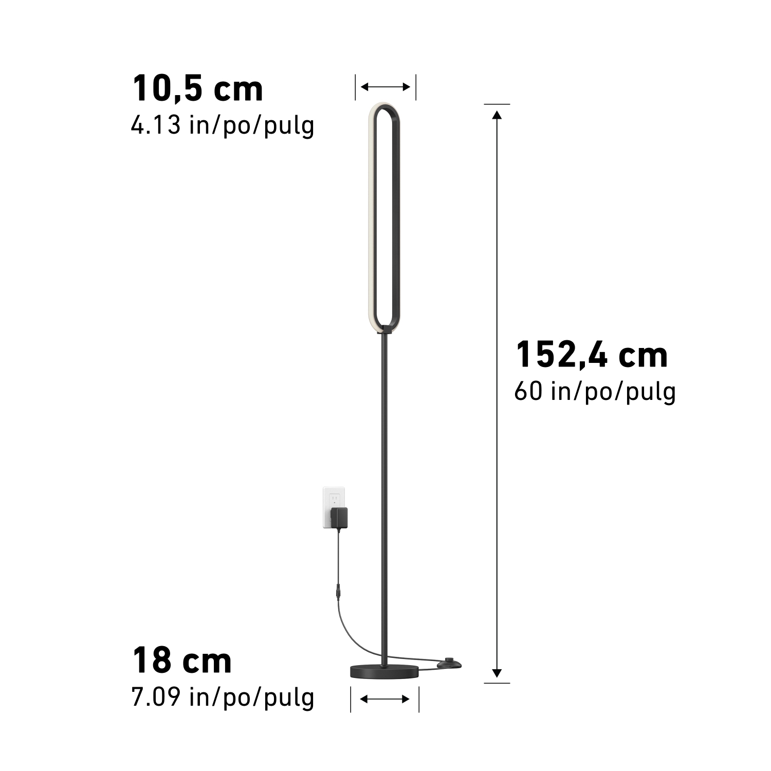 Lampadaire Leni noir 3000 K.