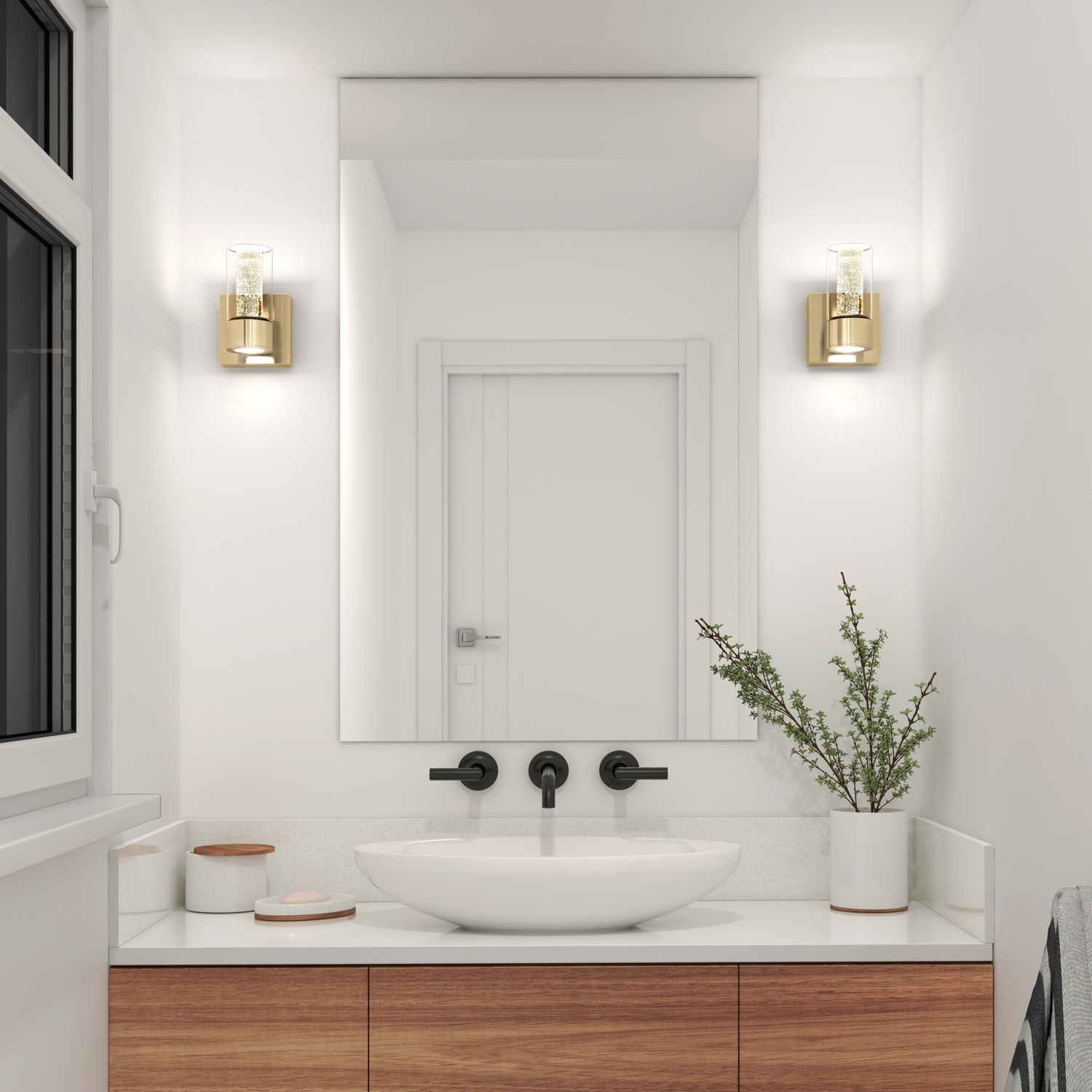 Applique de salle de bain LED à 1 lumières, doré