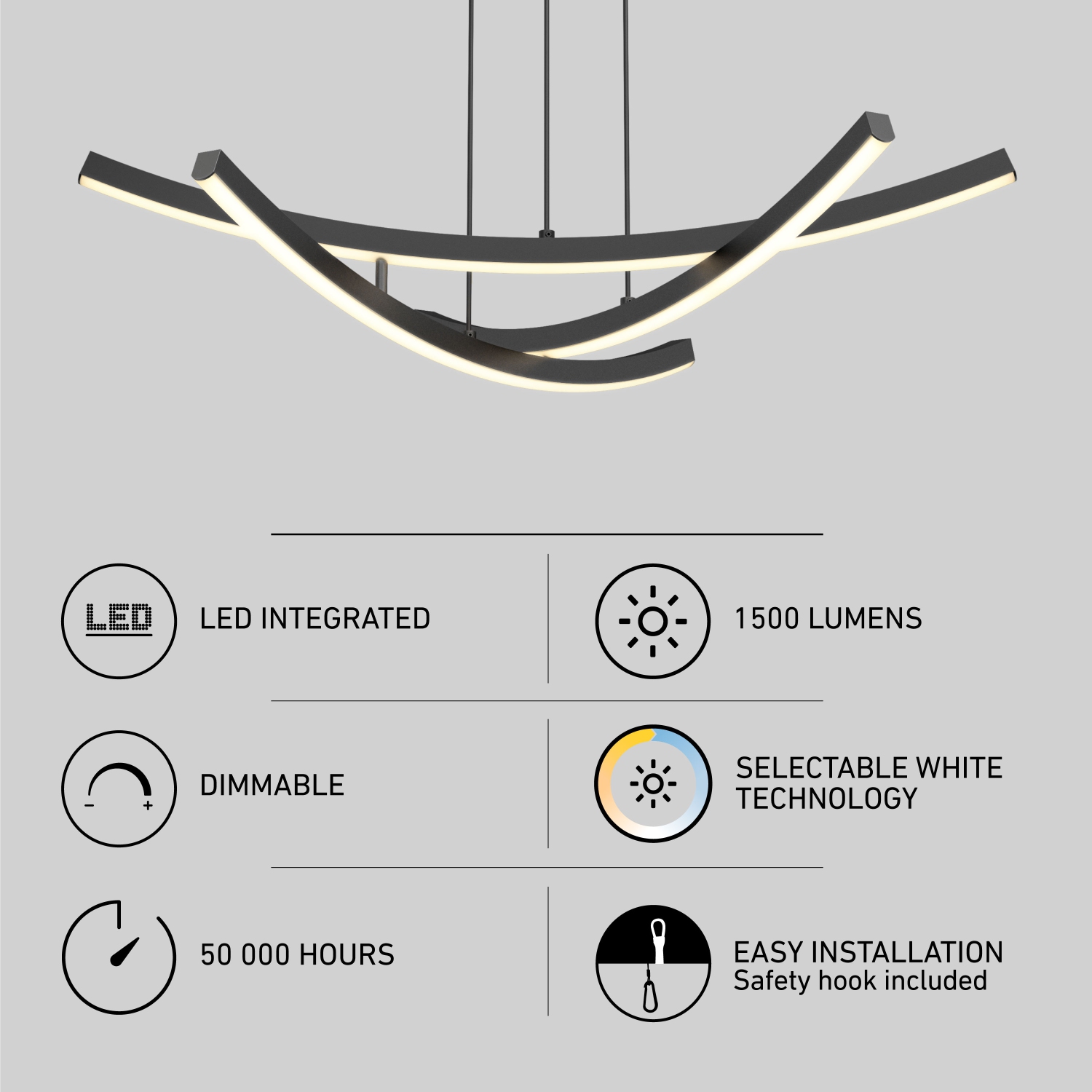 Orly LED Pendant 5CCT Black