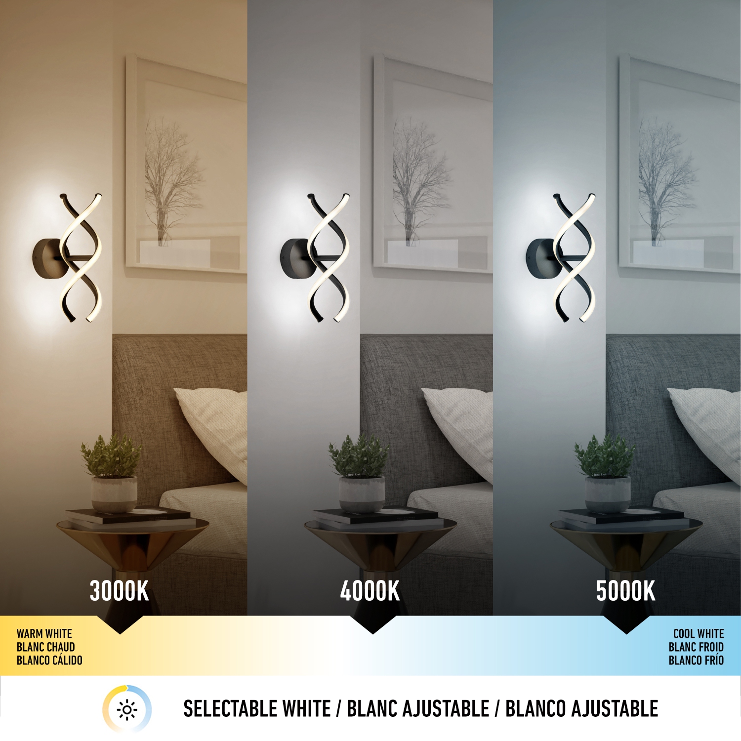 DNA Sconce LED Wall Light 3CCT Black