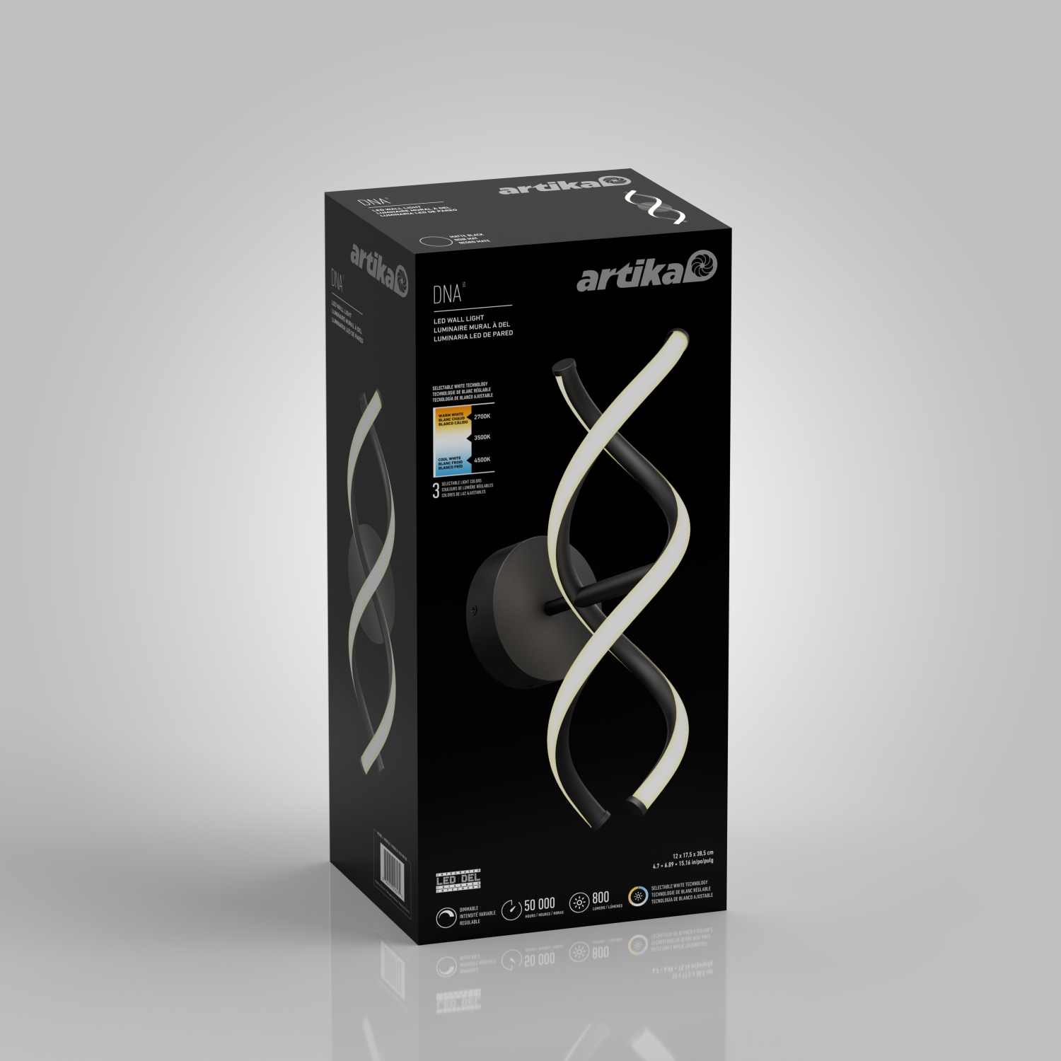 DNA Sconce LED Wall Light 3CCT Black