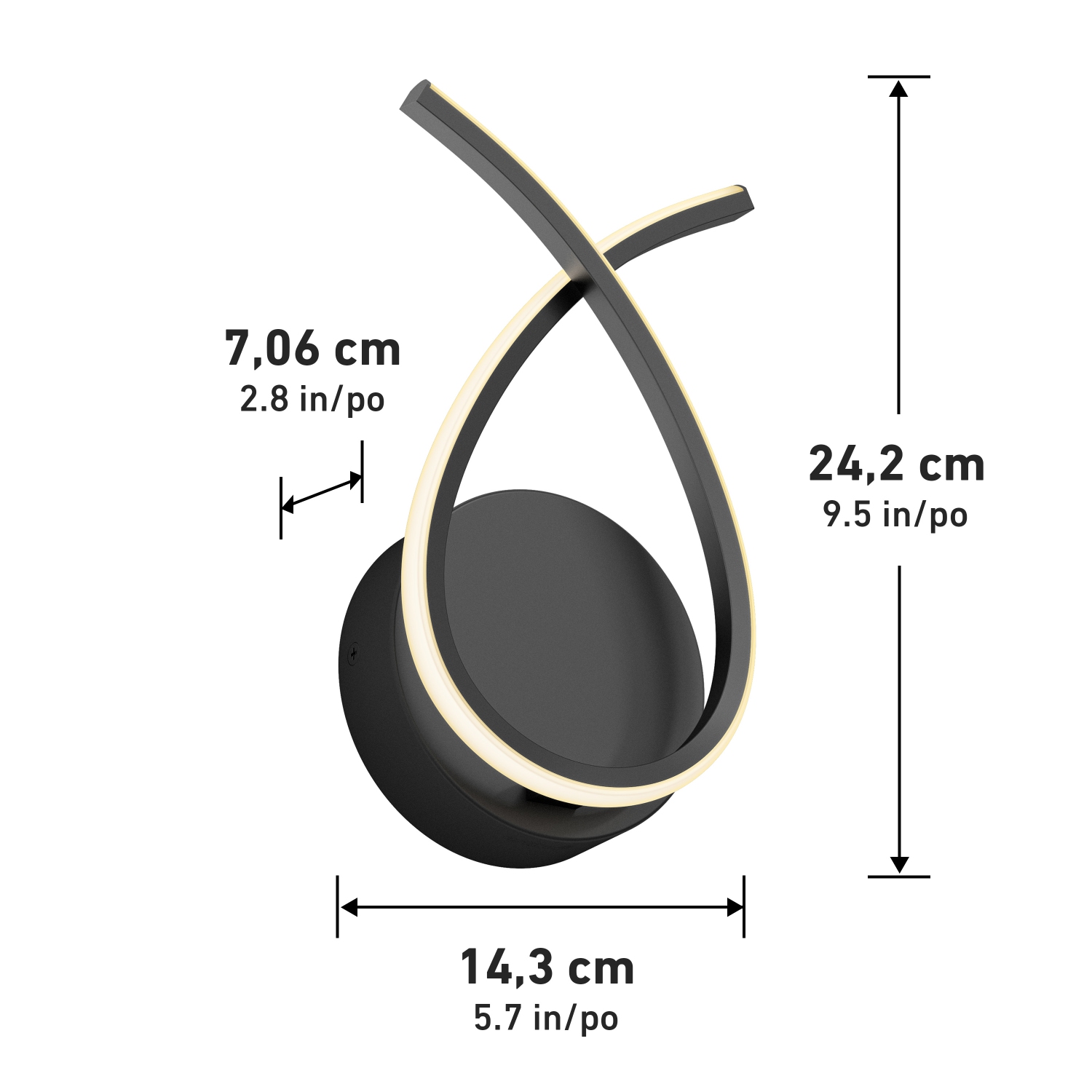 Applique gamma LED 5CCT noir clair