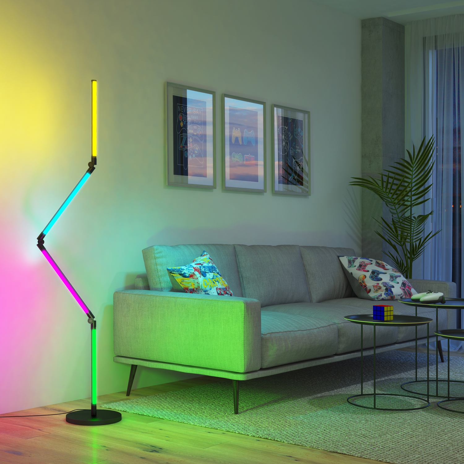 Lampadaire de jeu intelligent LED RVB pliable de Fitch