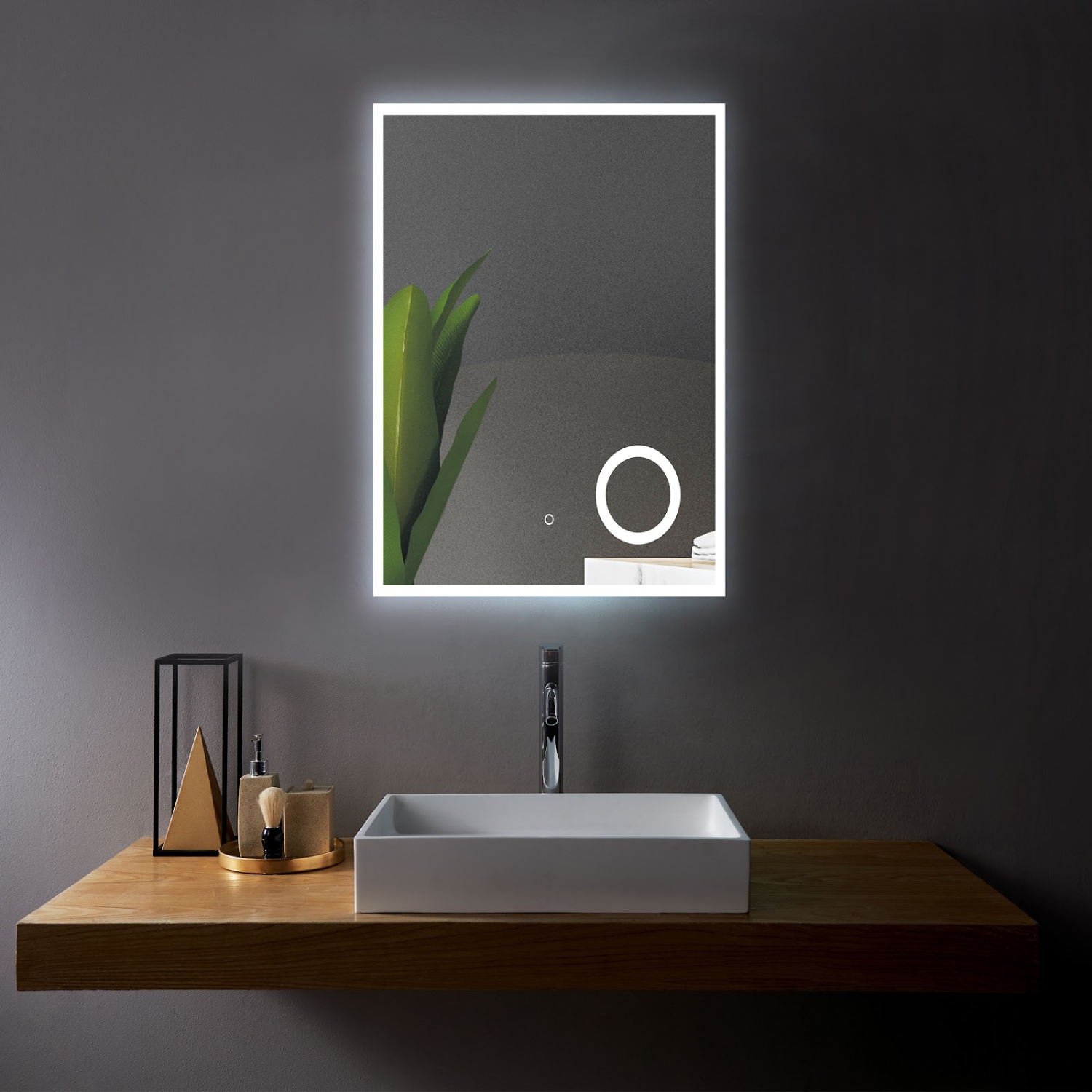SERA BATHROOM Mirror 30" LED M-1039 with Magnifying Mirror, Anti-fog function - Frosted