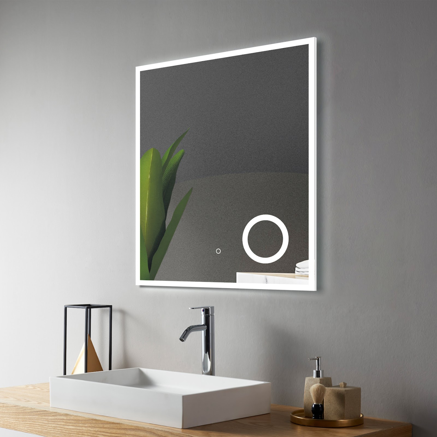 SERA BATHROOM Mirror 30" LED M-1039 with Magnifying Mirror, Anti-fog function - Frosted