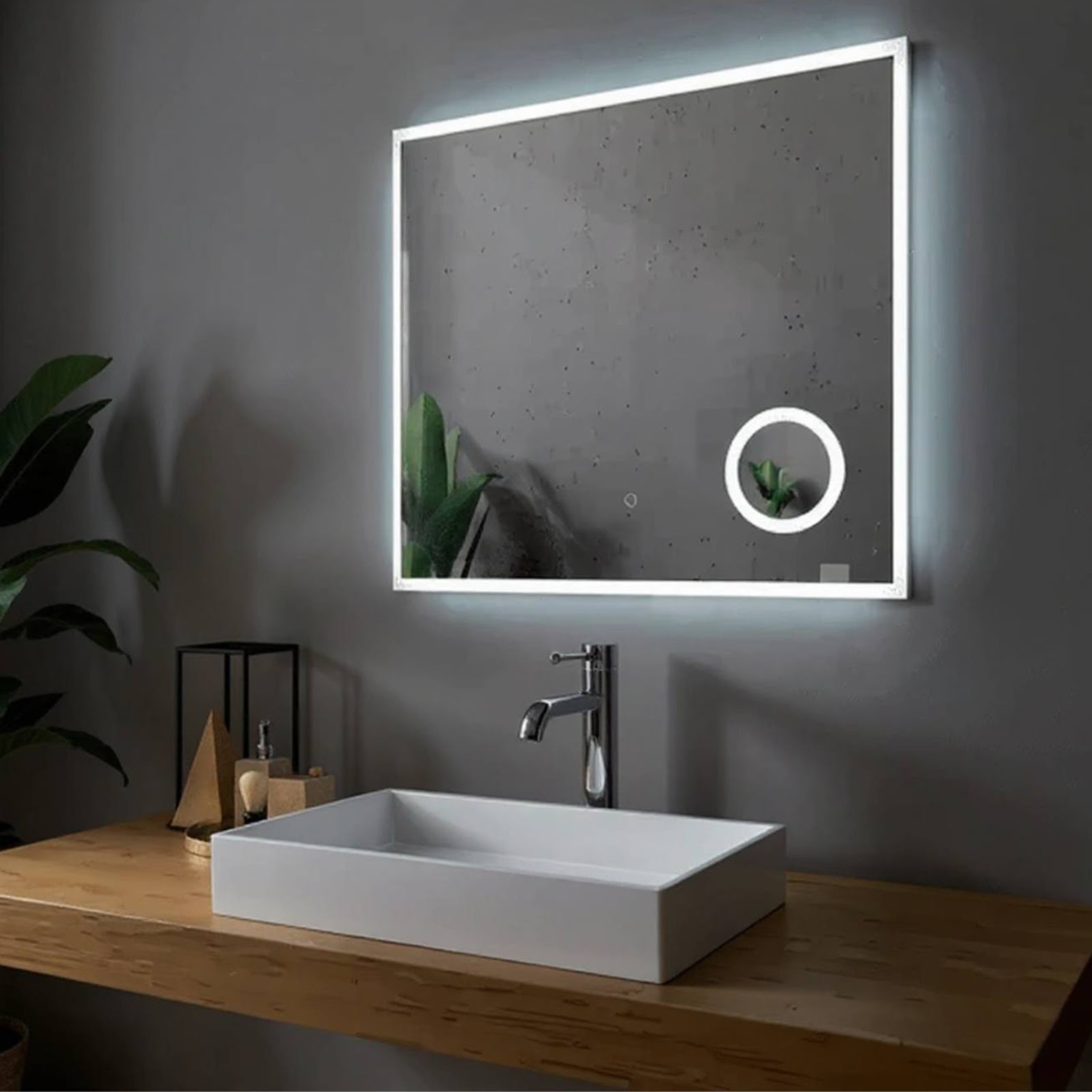 Miroir DE SALLE DE BAIN DE 36 po LED M-1039 avec loupe de la collection SERA - givré