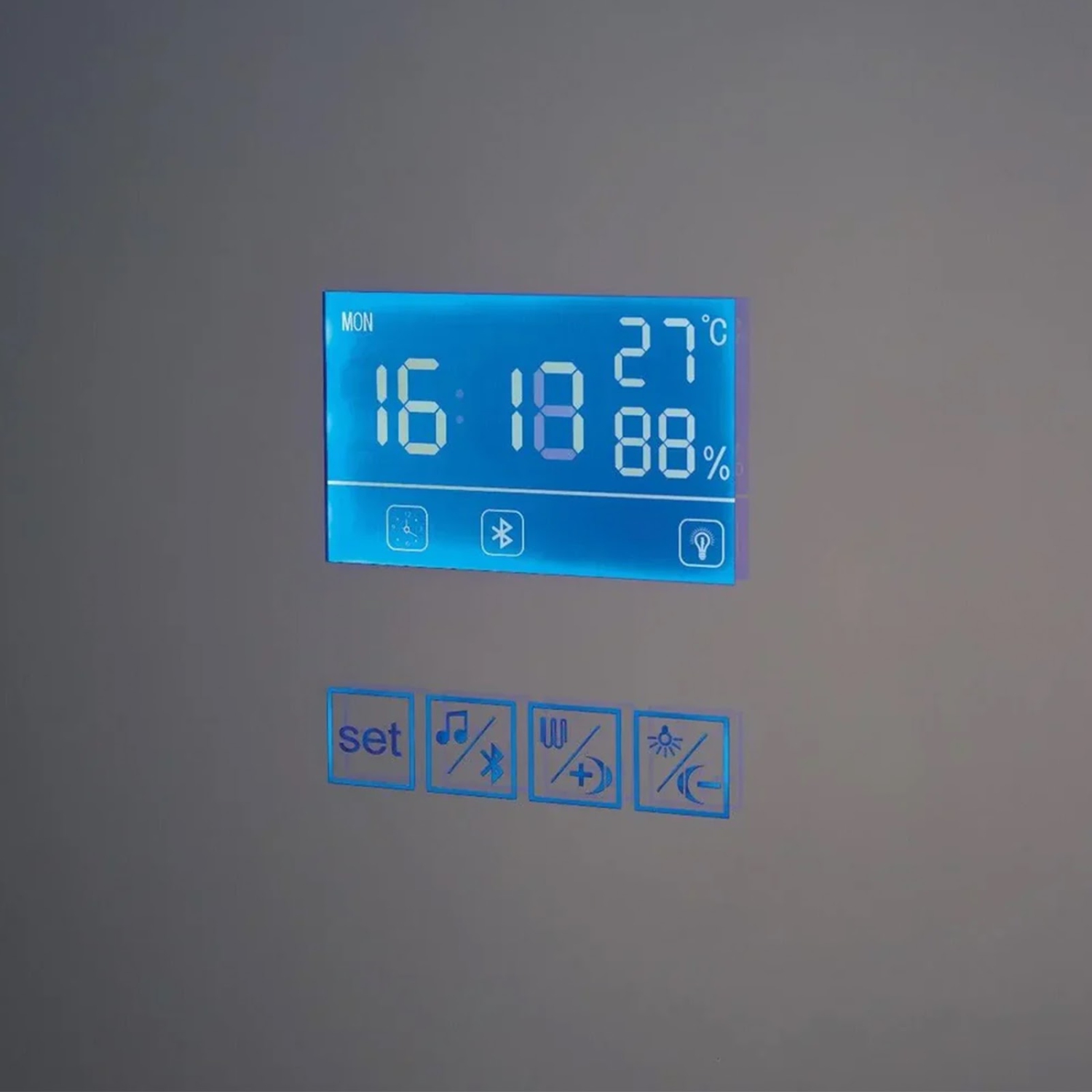 Miroir de SALLE DE BAIN DE 30&nbsp;po LED rétroéclairé M-971 avec temps, température, désembueur, Bluetooth, haut-parleurs intégrés, Écran intégré -