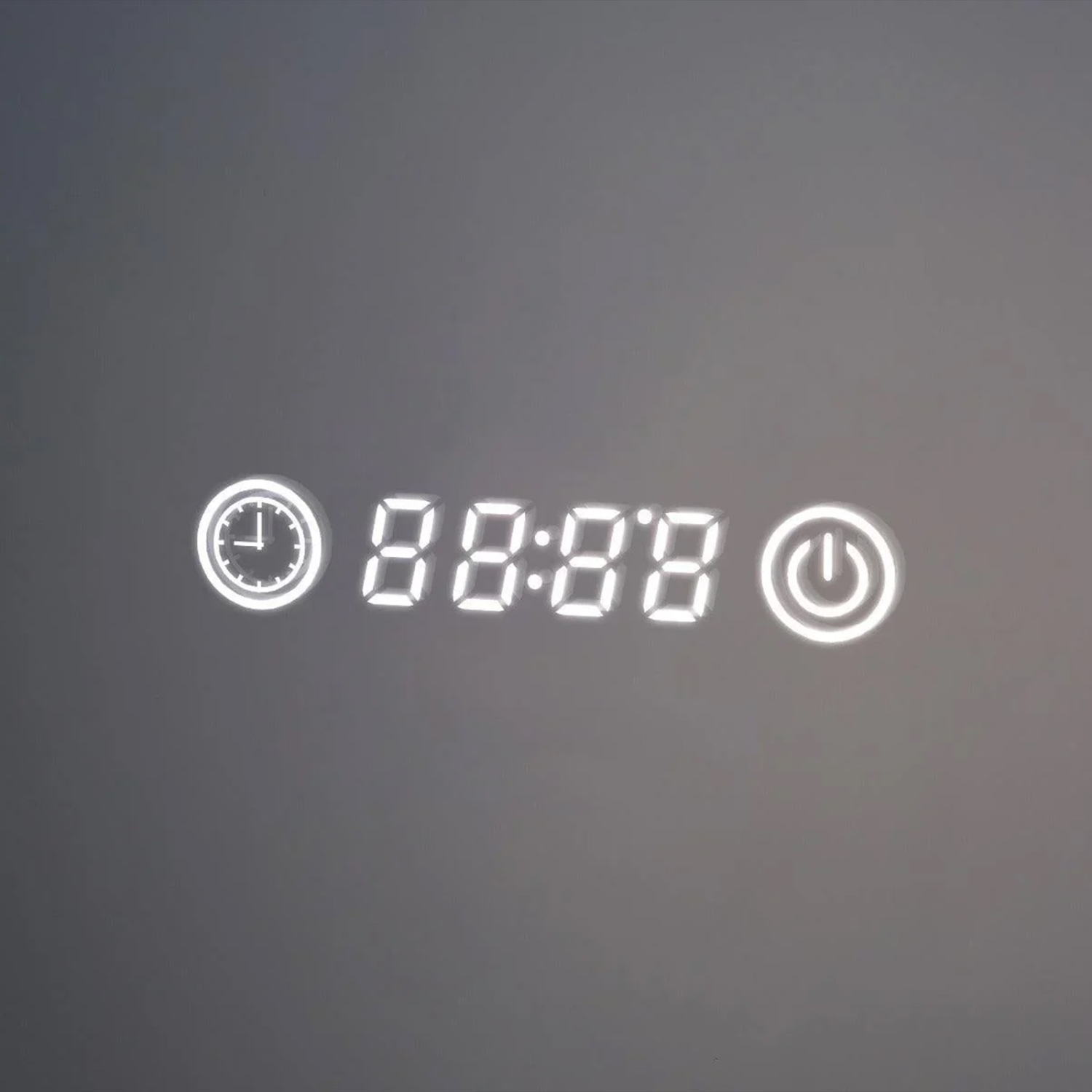 Miroir de SALLE DE BAIN DE 48&nbsp;po LED M-205 6000K blanc froid, temps et température avec antibuée, bord givré