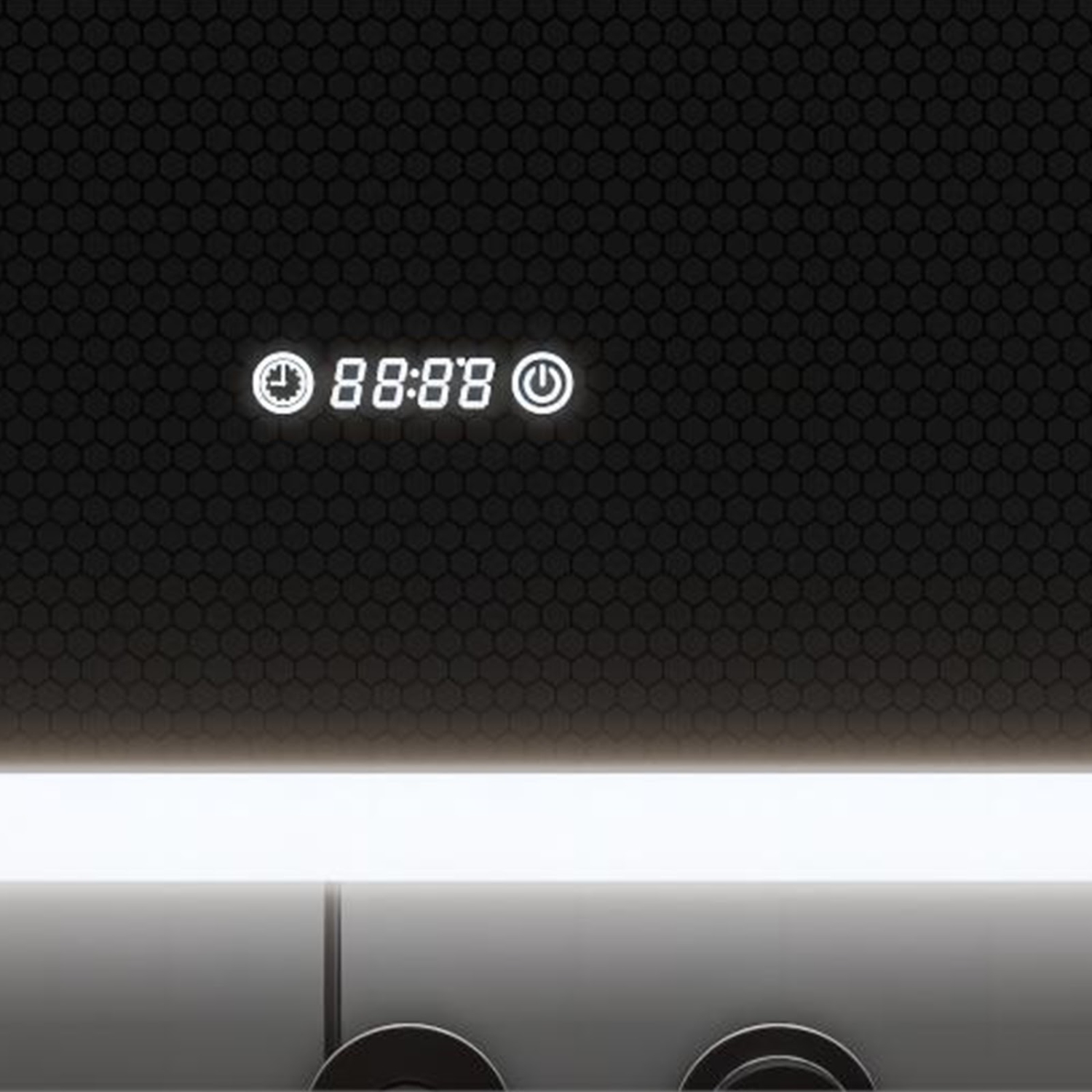 Miroir de SALLE DE BAIN DE 30 po LED M-205 6000K blanc froid, temps et température avec antibuée, bord givré