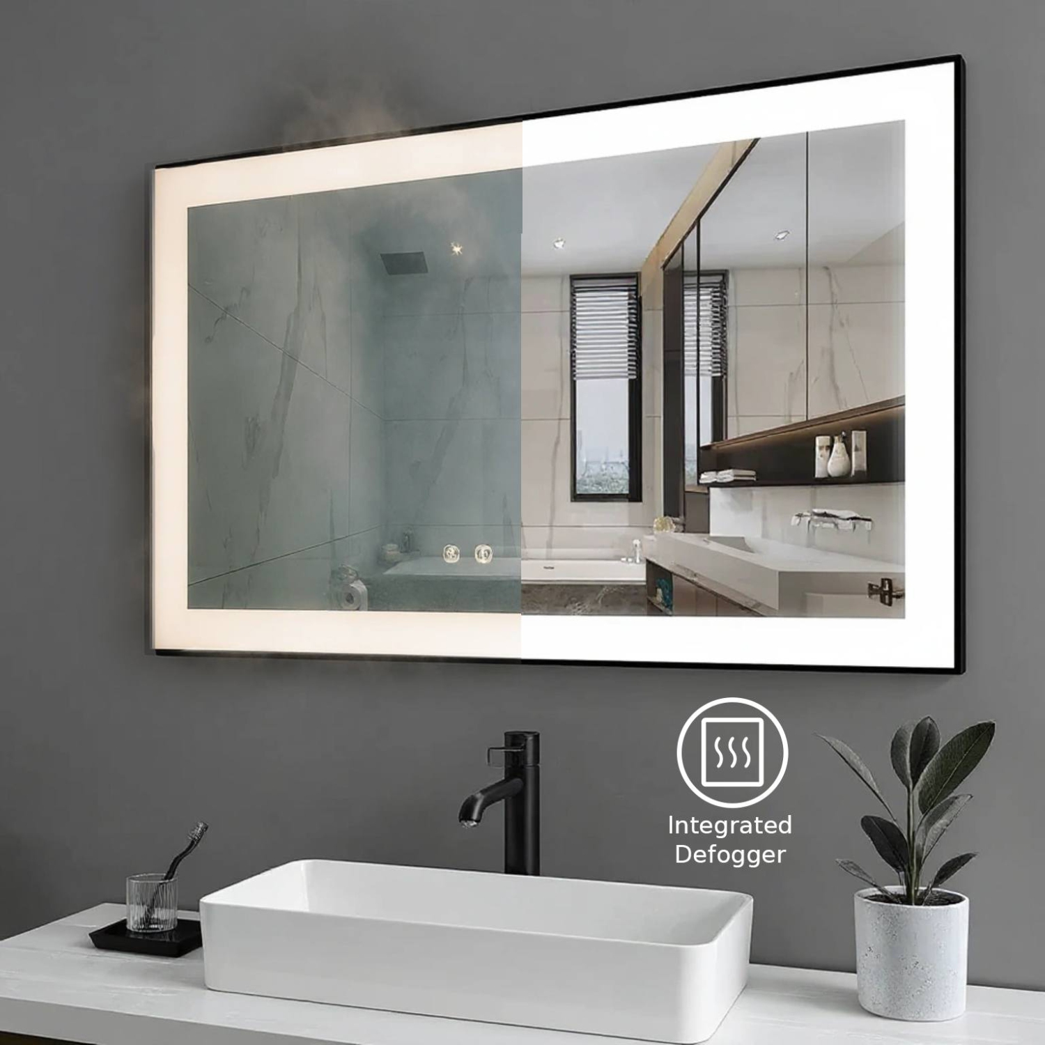 SERA BATHROOM Mirror 36" LED M-36 Frosted edge - Black Frame