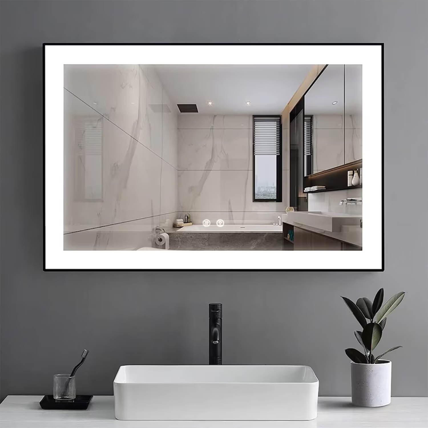 SERA BATHROOM Mirror 60" LED M-36 Frosted edge - Black Frame