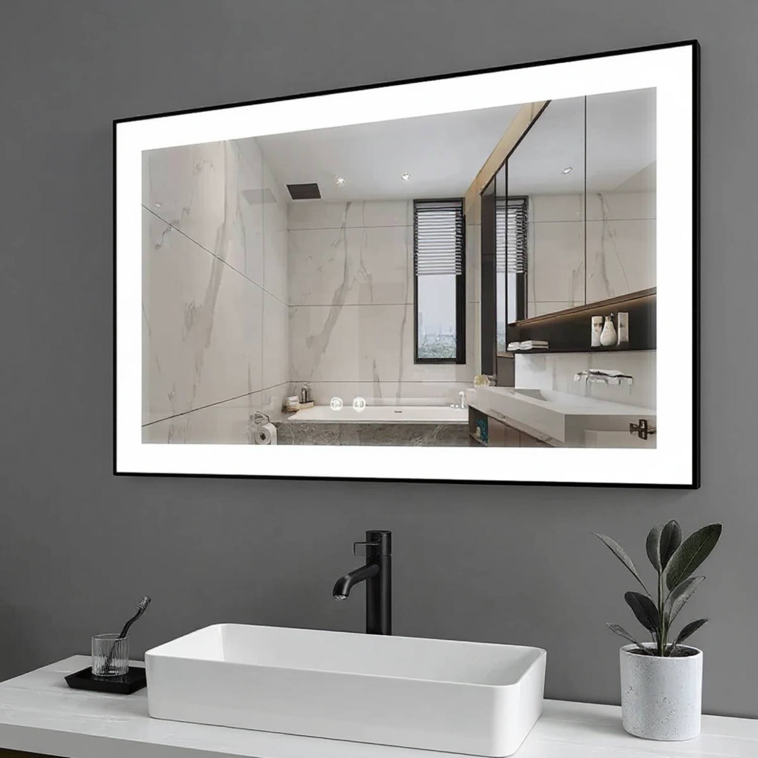 SERA BATHROOM Mirror 60" LED M-36 Frosted edge - Black Frame