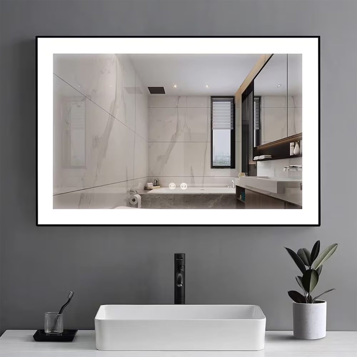 SERA BATHROOM Mirror 48" LED M-36 Frosted edge - Black Frame