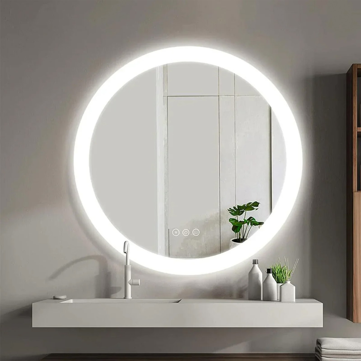 SERA BATHROOM Mirror 32" LED LUNE Frosted Edge FS-2015-3232 - Silver