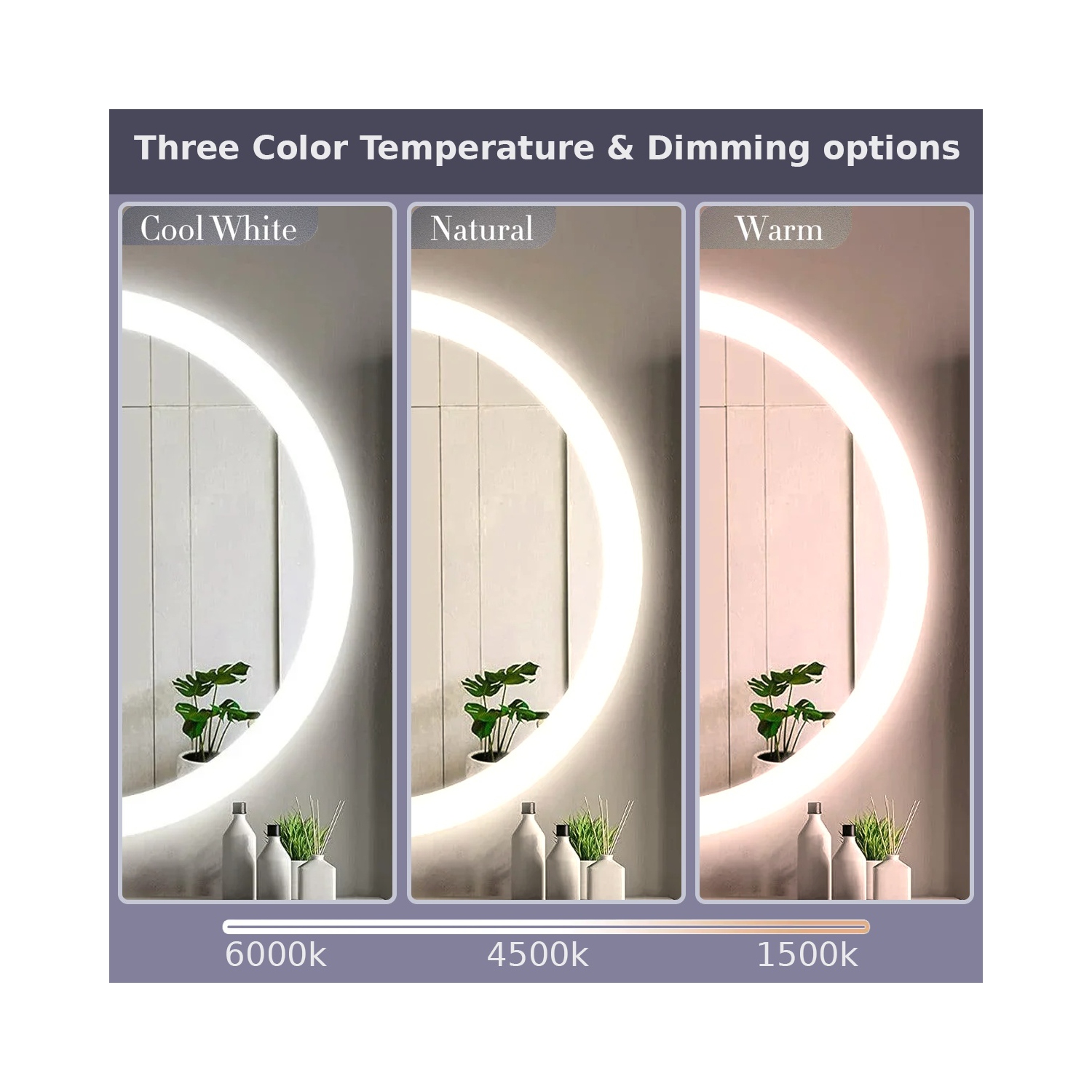 SERA BATHROOM Mirror 32" LED LUNE Frosted Edge FS-2015-3232 - Silver