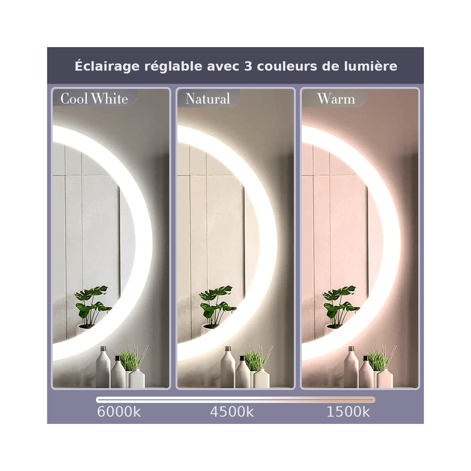 SERA BATHROOM Mirror 32" LED LUNE Frosted Edge FS-2015-3232 - Silver