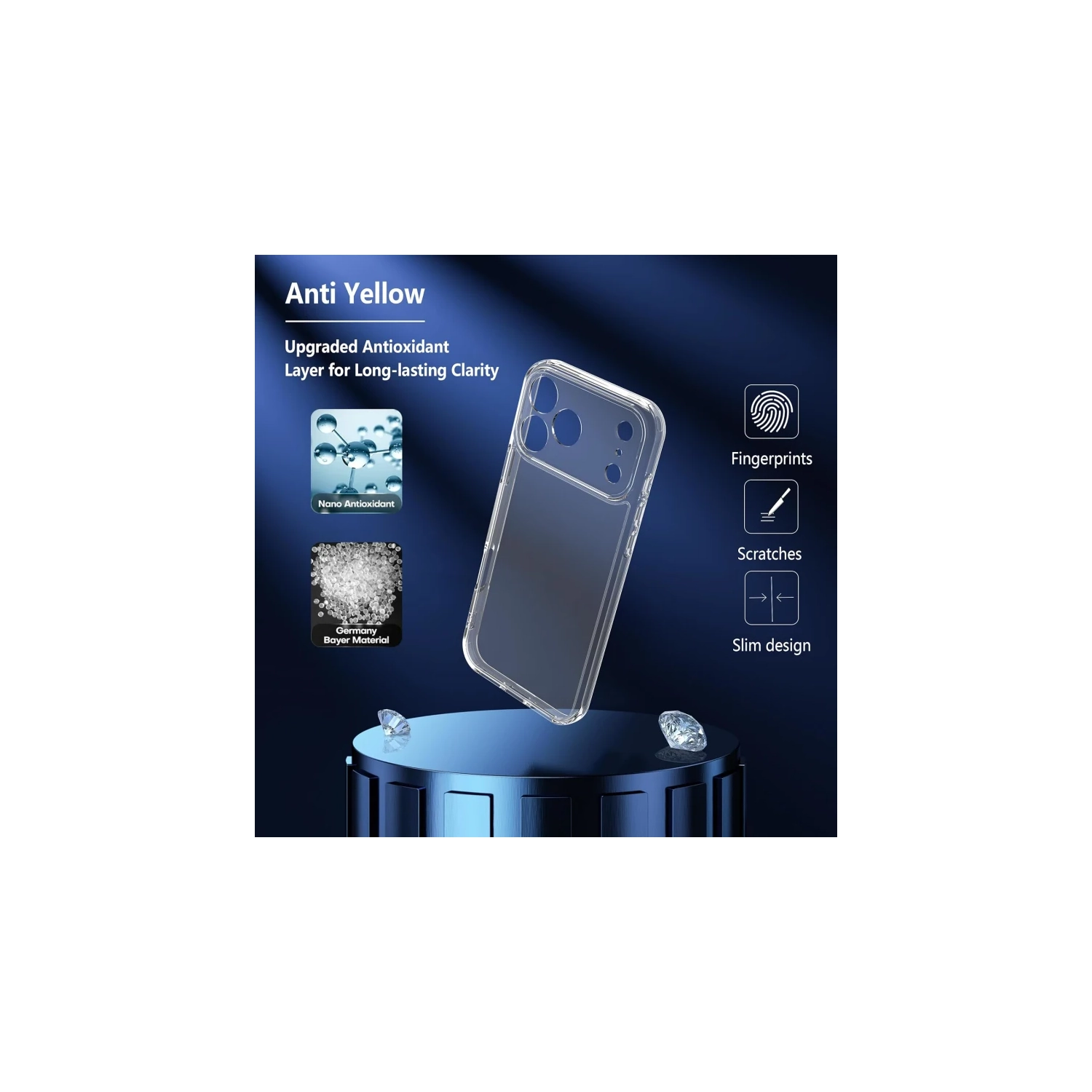 iPhone 17 Pro 5G Case, Clear Anti-Yellowing Phone Cover with 2 Pack 9H Tempered Glass Screen Protector, Military Grade Shockproof