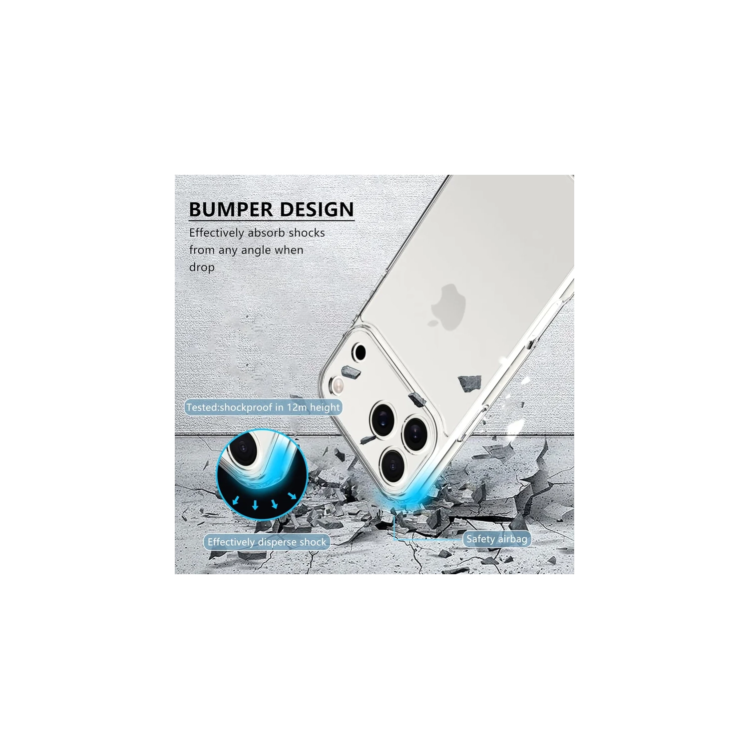 iPhone 17 Pro 5G Case, Clear Anti-Yellowing Phone Cover with 2 Pack 9H Tempered Glass Screen Protector, Military Grade Shockproof