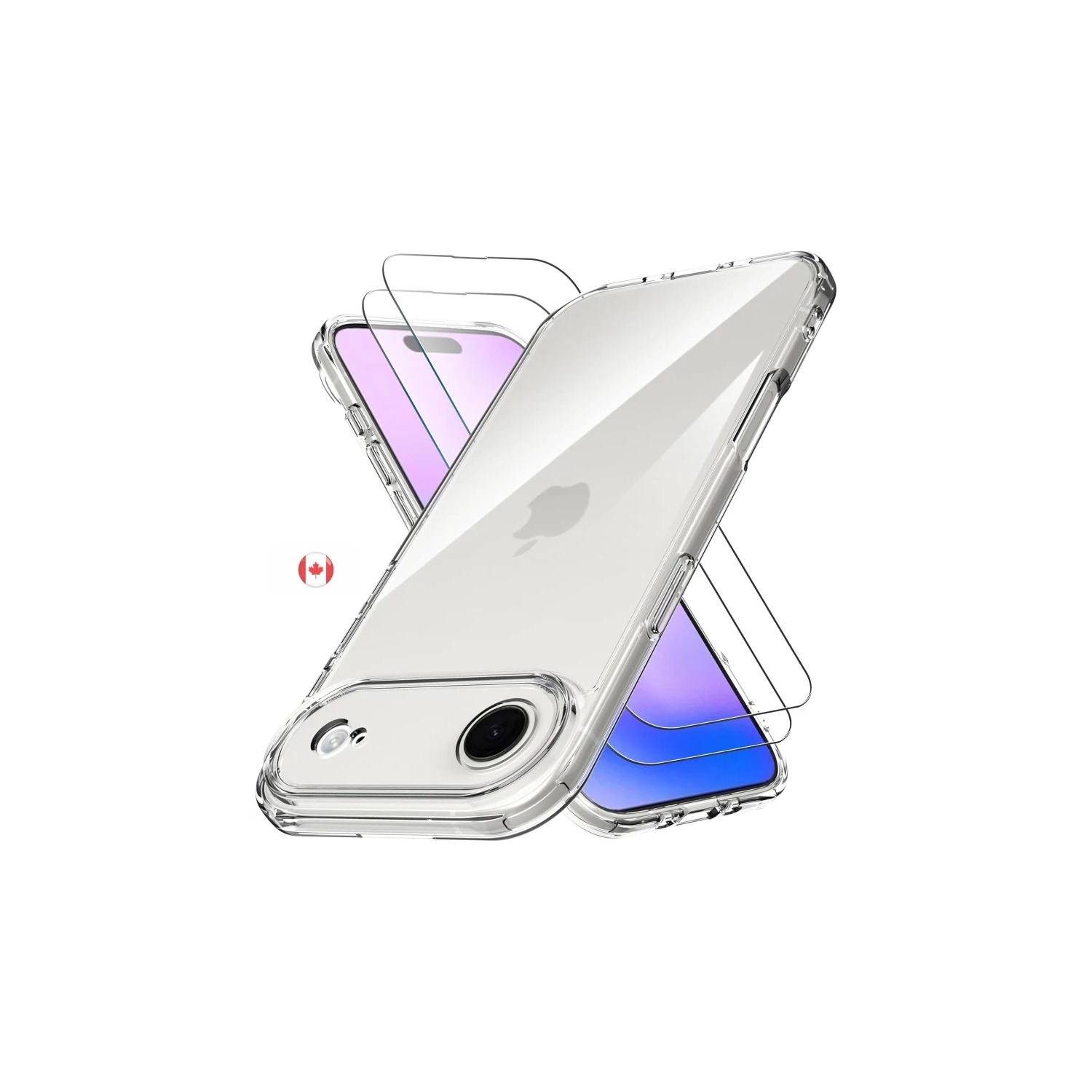 Designed for iPhone 17 Air 5G Case, Clear Anti-Yellowing Phone Cover with 2 Pack 9H Tempered Glass Screen Protector, Military Grade Shockproof,