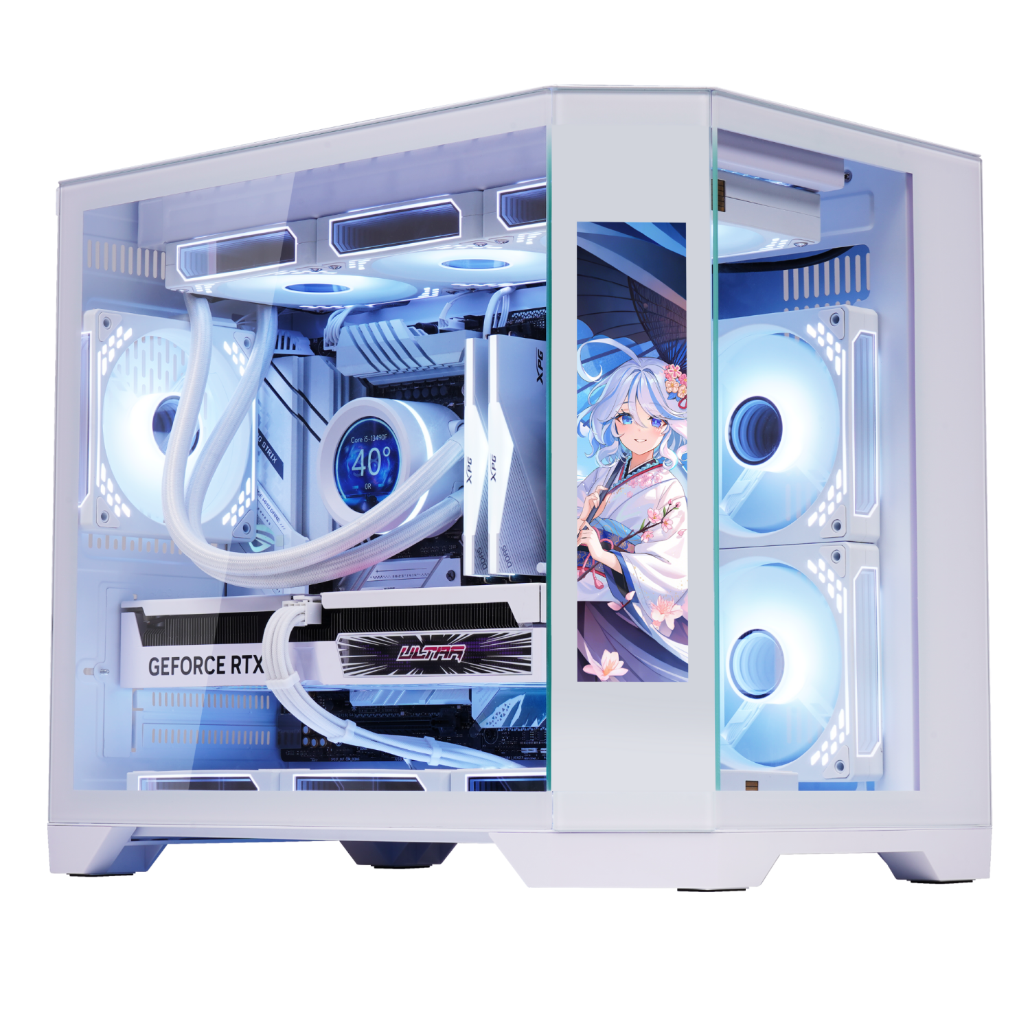 Uniway Gaming PC with Side Display -White- Ryzen 9600X, RTX 5060