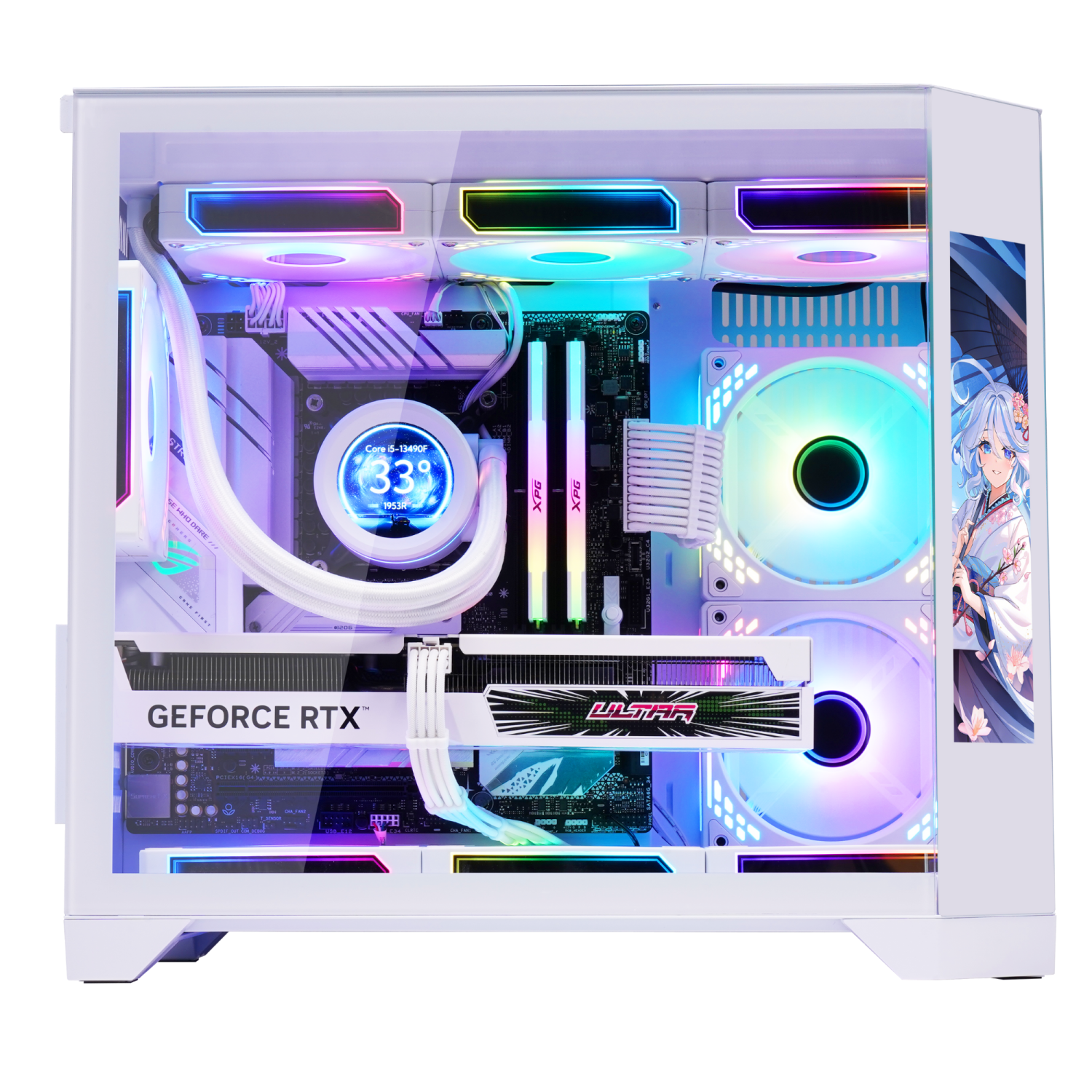Uniway Gaming PC with Side Display -White- Ryzen 9600X, RTX 5060