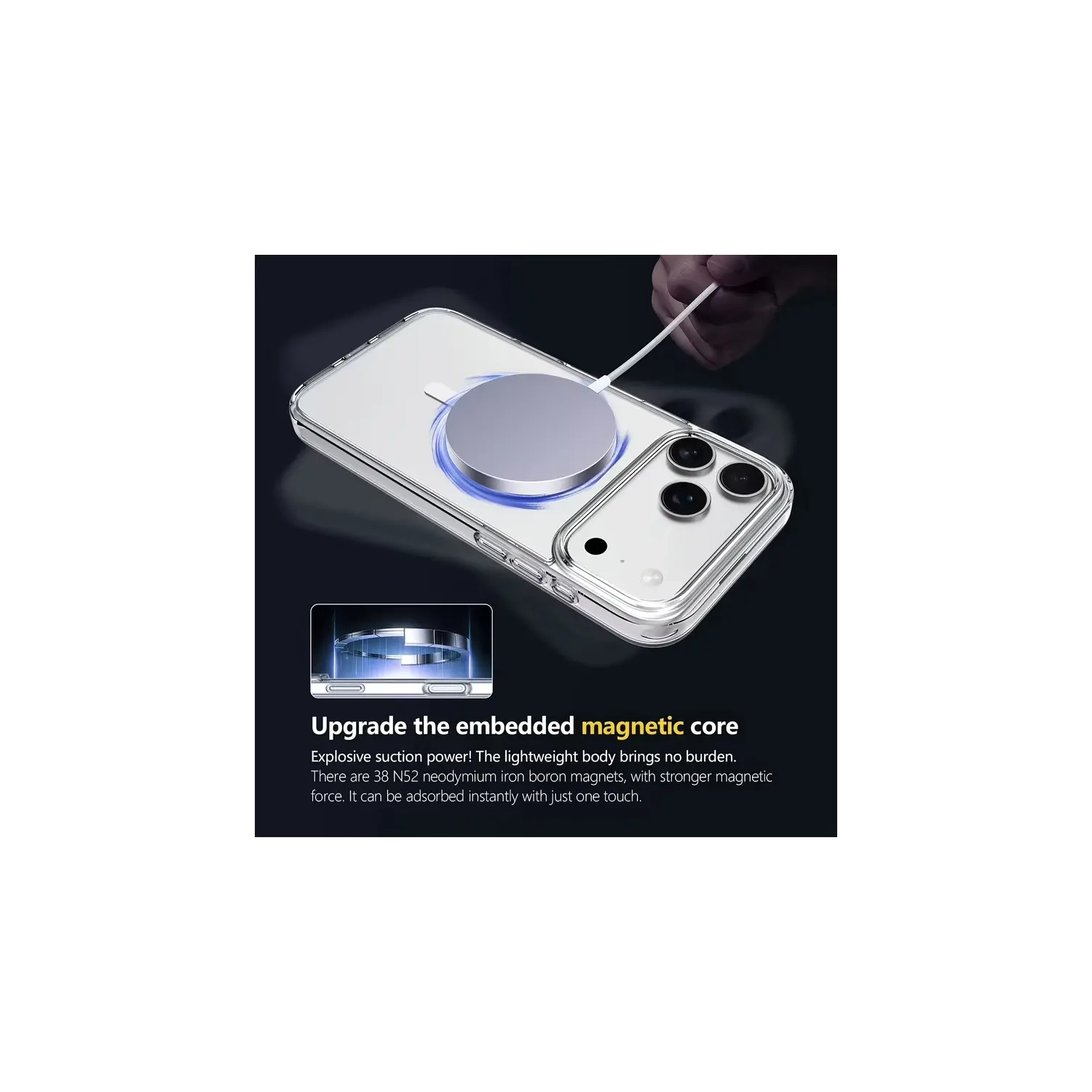 New Magnetic iPhone 17 Pro Case – Transparent Soft TPU Protective Cover, Shockproof, Slim Fit Phone Case