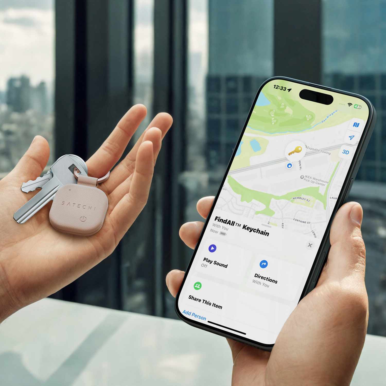 Porte-clés FindAll en cuir végétalien de Satechi | Desert Rose