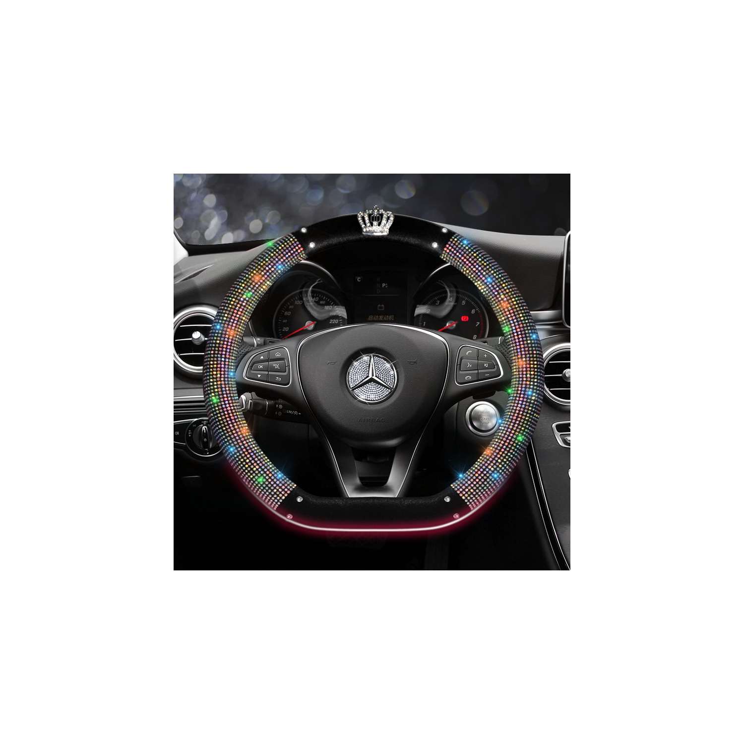 Housse de volant Diamond universelle pour femmes - Diamètre du volant 38&nbsp;cm - Housse de volant [couleur diamant] - Couronne