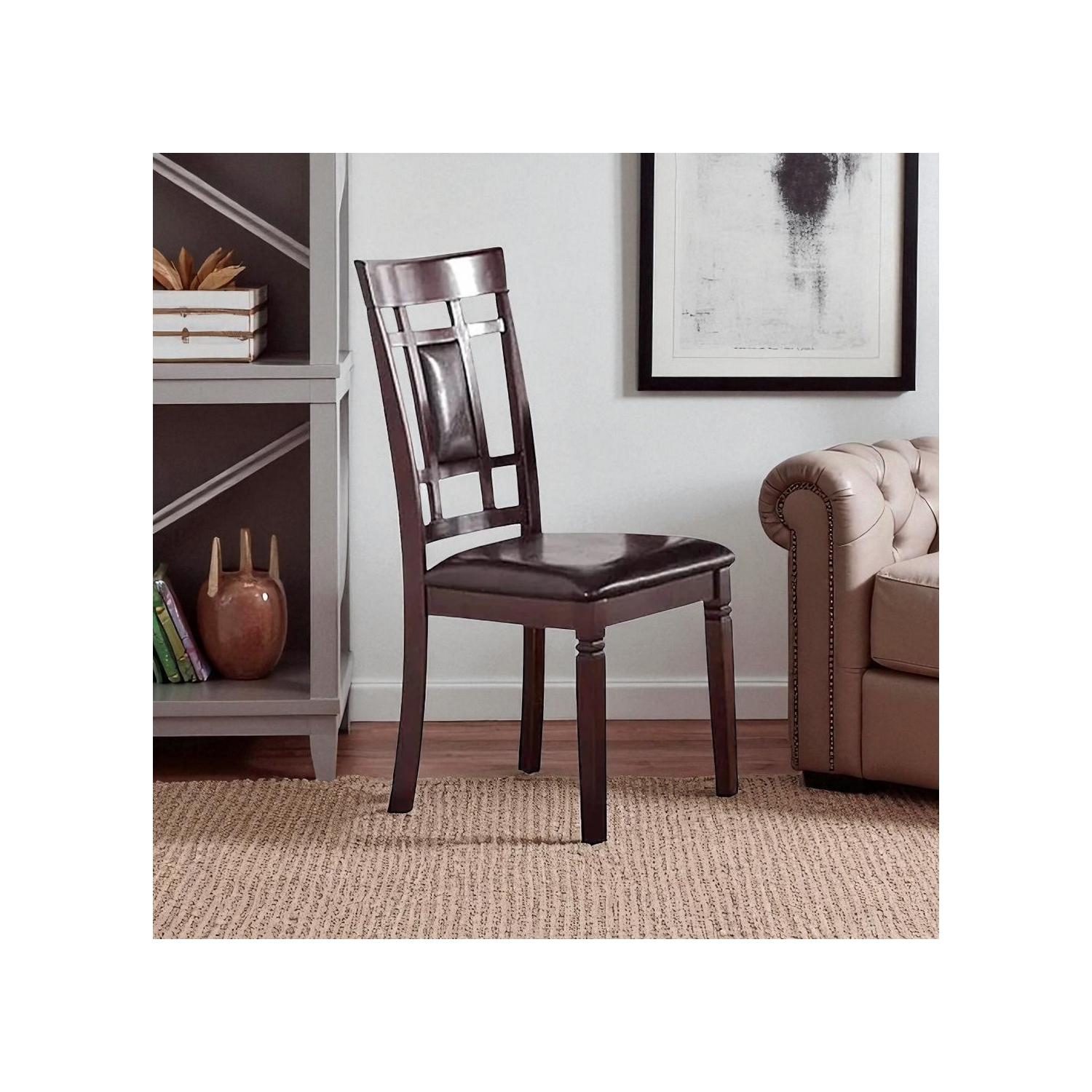 Alexia Wooden Dining Table Set for 4 with PU Upholstered Chairs – Espresso Finish