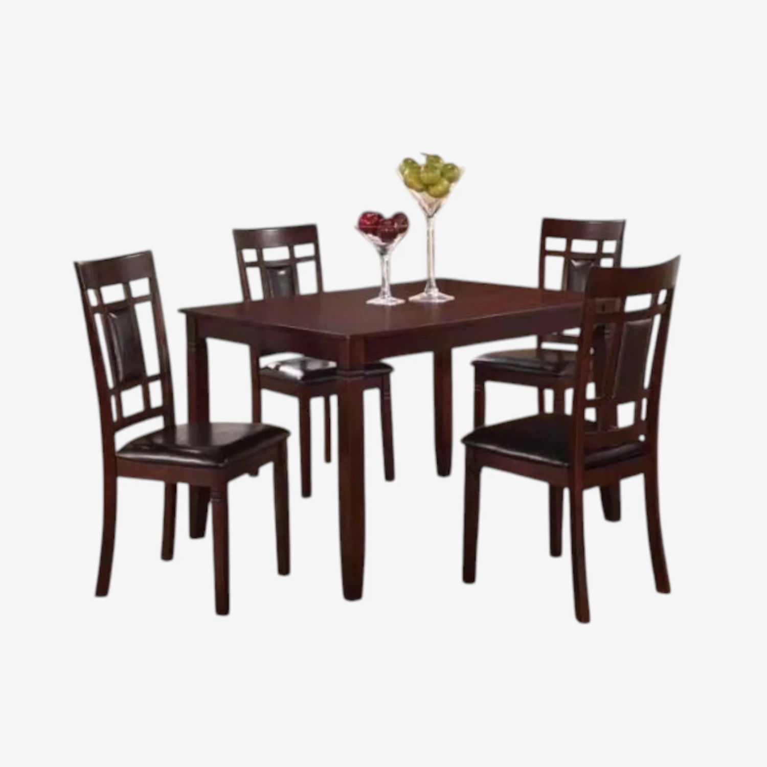 Alexia Wooden Dining Table Set for 4 with PU Upholstered Chairs – Espresso Finish