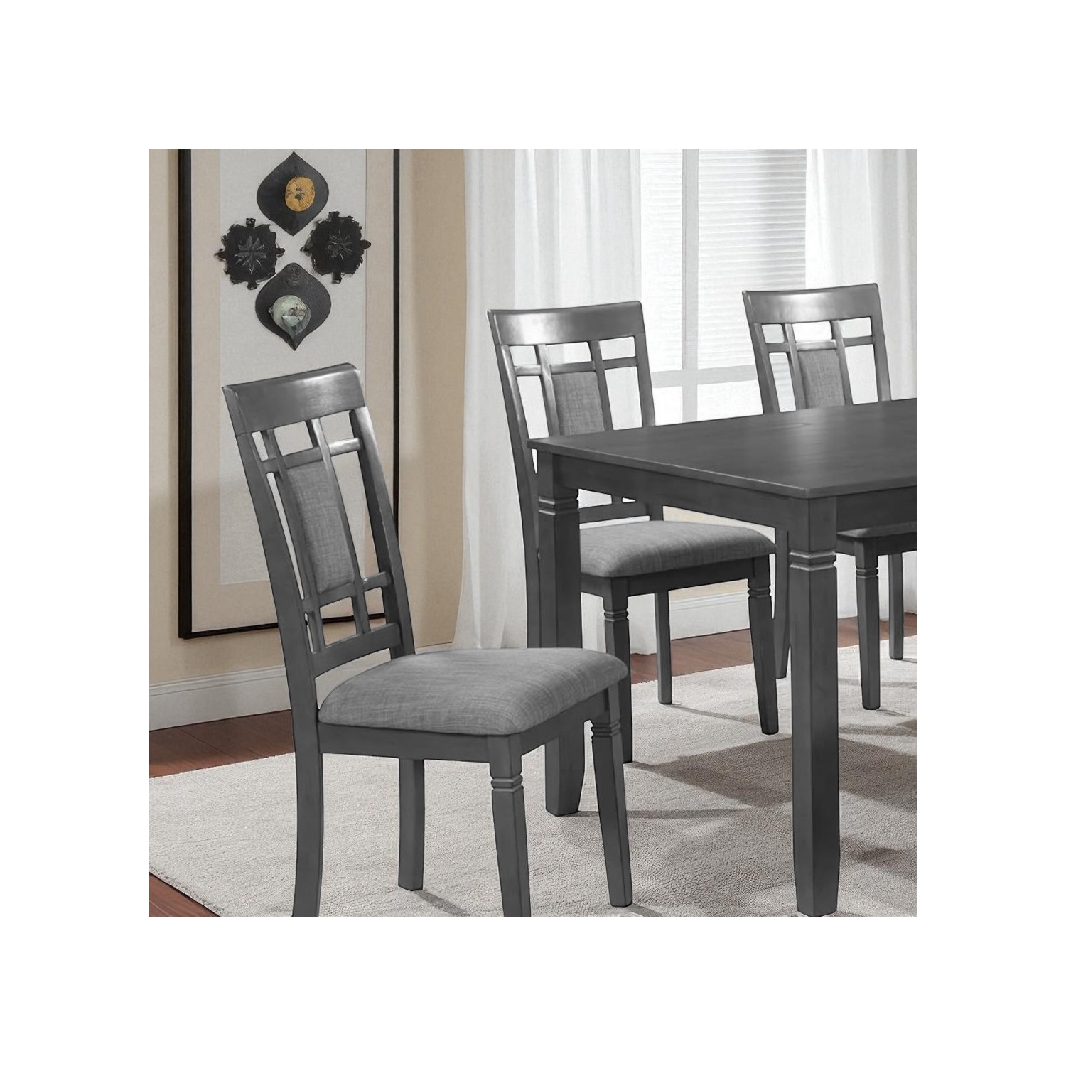 Alexia Wooden Dining Table Set for 4 with PU Upholstered Chairs - Grey