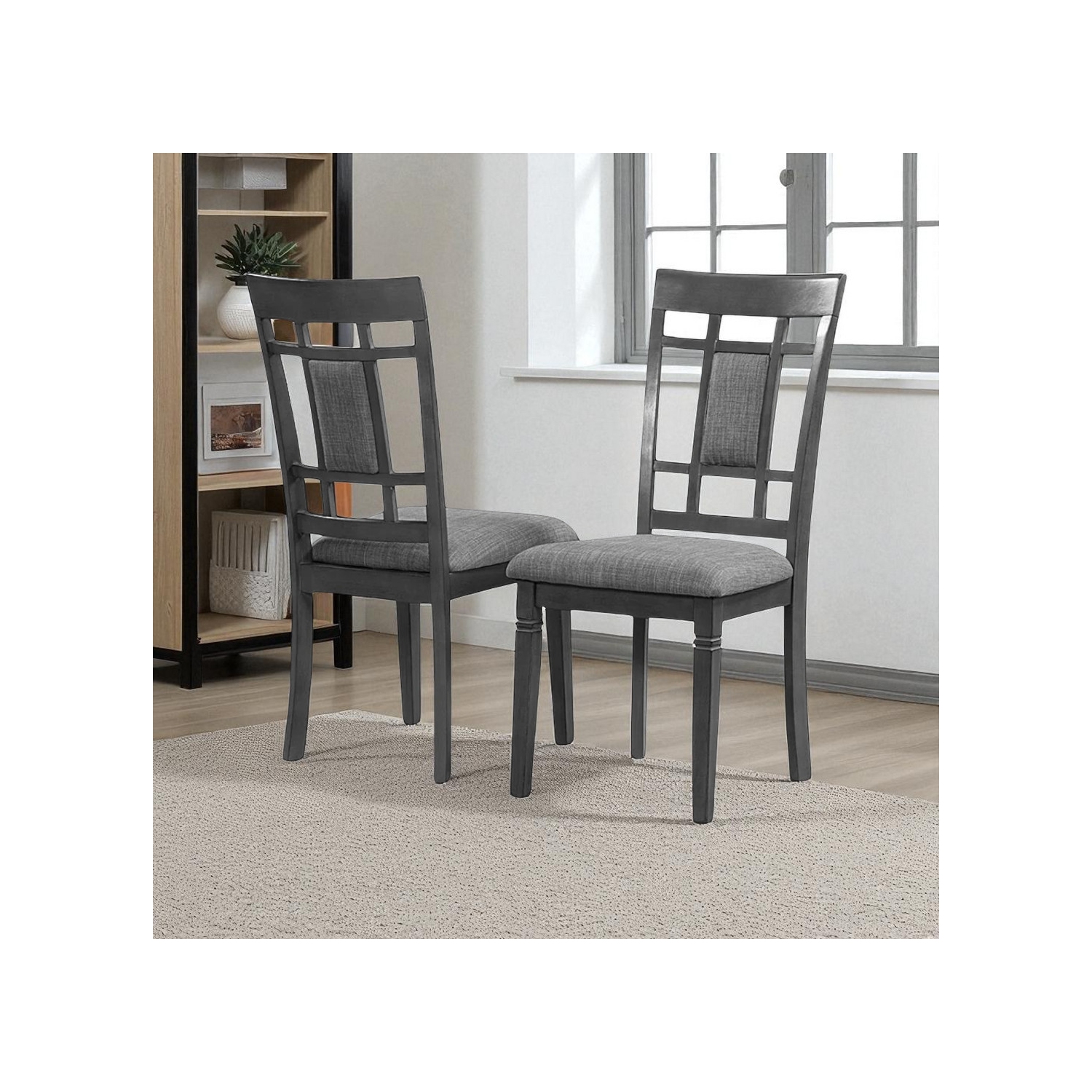 Alexia Wooden Dining Table Set for 4 with PU Upholstered Chairs - Grey