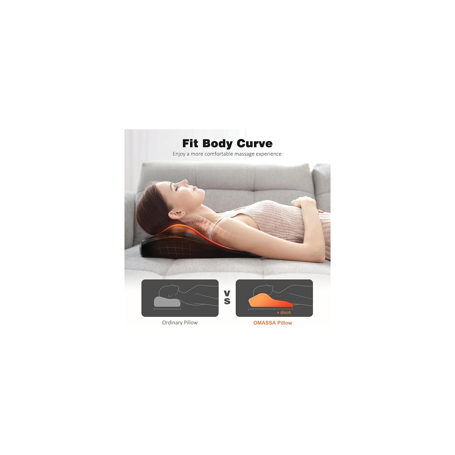 OMASSA Back Massager with Heat, Shiatsu Back and Neck Massager, 3D Kneading Deep Tissue Massage Pillow for Neck, Back, Shoulder, Muscle Pain Relief