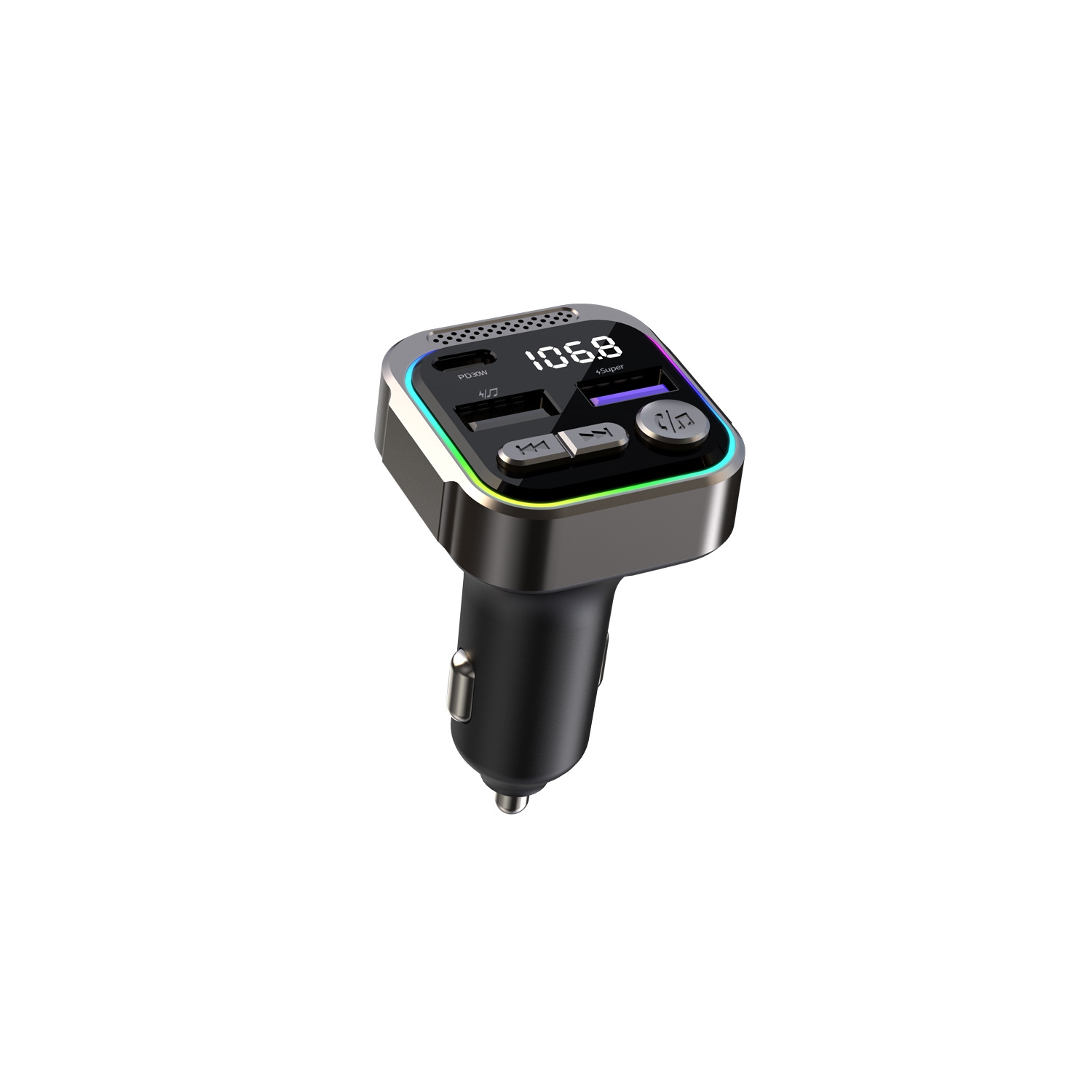 Car charger, fast charging, Bluetooth MP3 player, car cigarette lighter with digital display, PD car charger, FM radio transmitter and hands-free