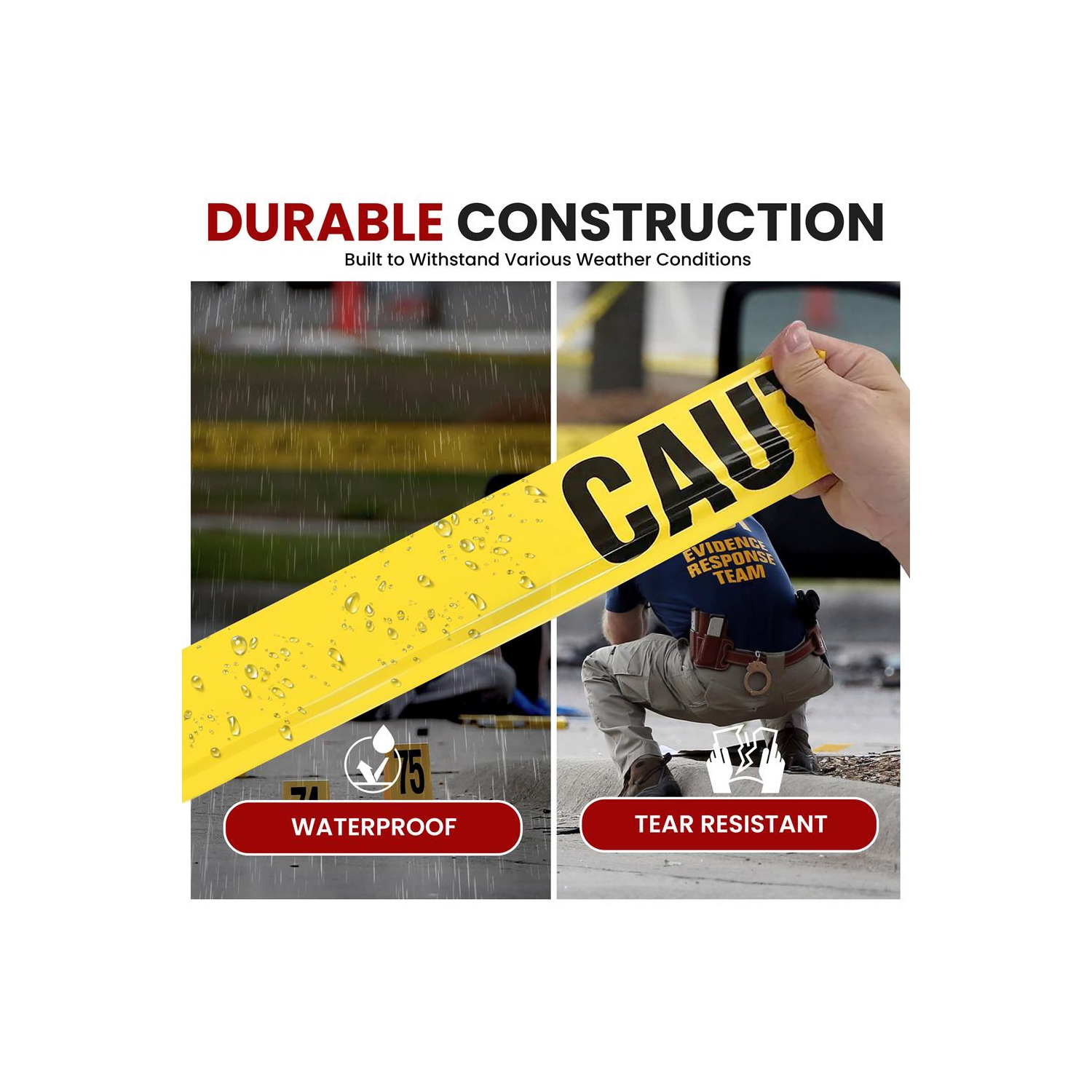 Pyle Caution Tape Yellow, "Police Line Do Not Cross” 200 Meter Roll of Non-Adhesive Safety Barricade Warning Tape, Highly Durable & Visible for