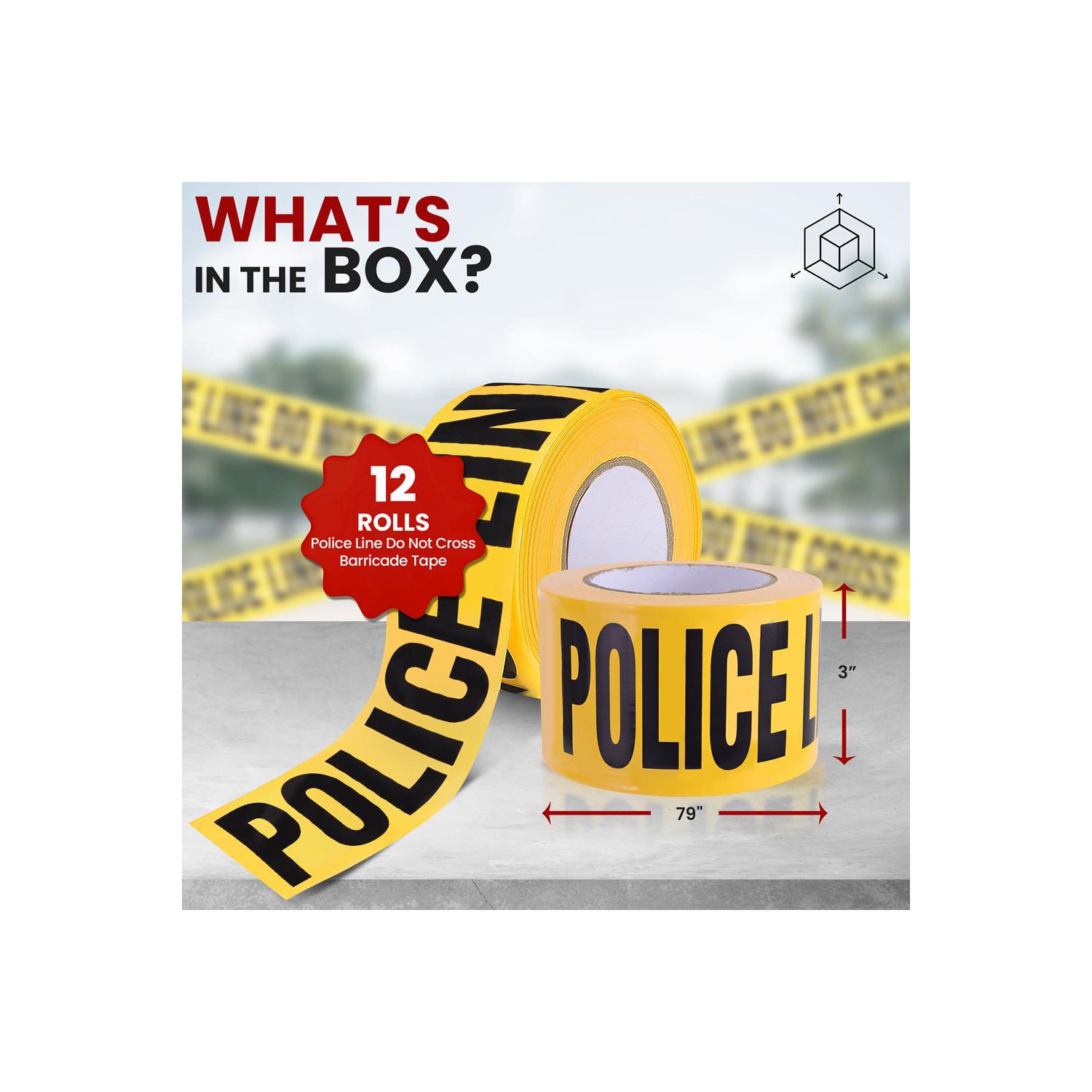 Pyle Caution Tape Yellow, "Police Line Do Not Cross” 200 Meter Roll of Non-Adhesive Safety Barricade Warning Tape, Highly Durable & Visible for