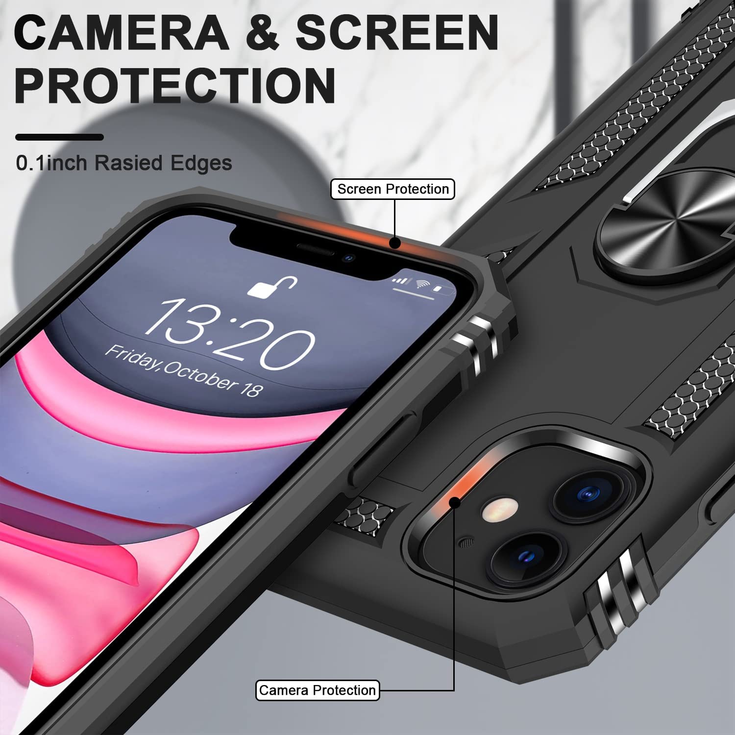 Tasnim for iPhone 14 Plus Case, for iPhone 14 Plus Phone Case with Screen Protector, Military Grade Protective Cases with Ring for iPhone 14 Plus-