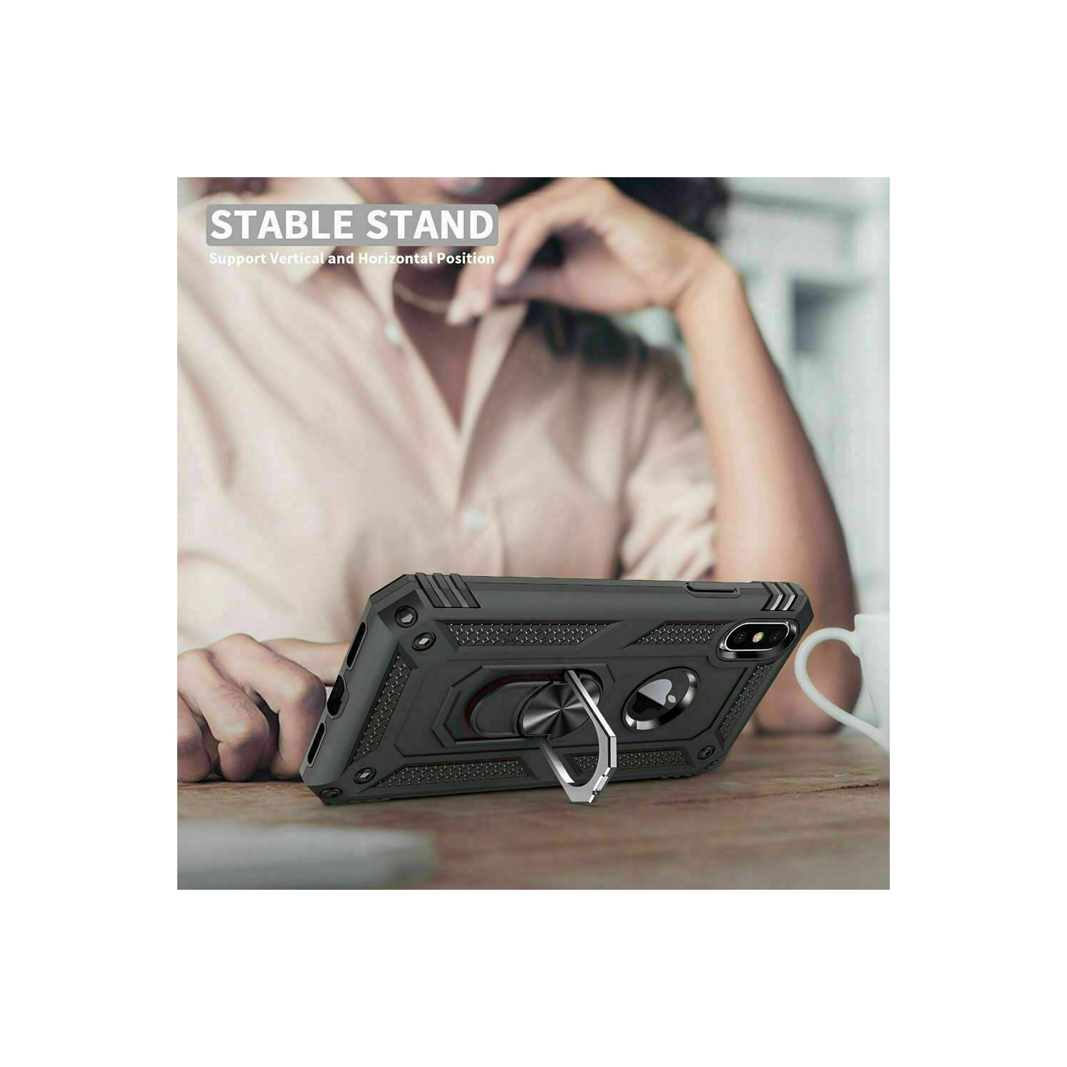 Étui Tasnim pour iPhone 12 mini avec protecteur d'écran double couche de protection militaire contre les chutes avec support magnétique, étui