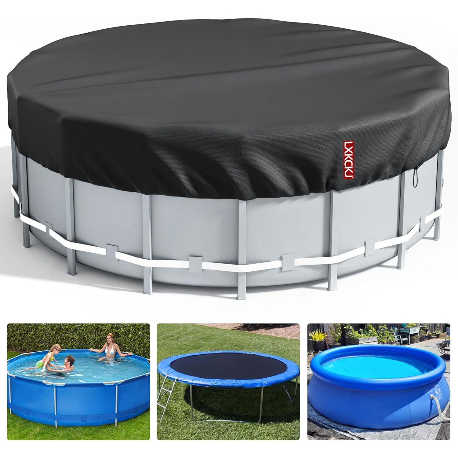 10 Ft Solar Covers for Above Ground Pools,Upgrade Inground Pool Cover Protector with Drawstring Design Increase Stability, Hot Tub Blanket Cover