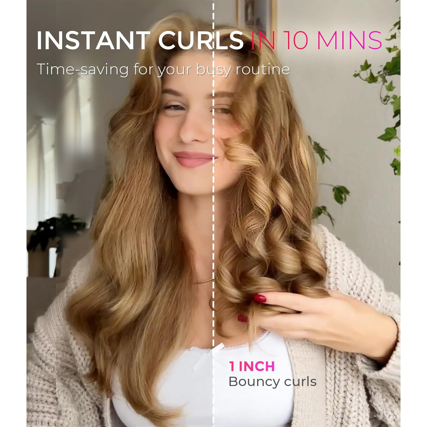 TYMO CURLPRO Automatic Rotating Curling Iron - Beach Waves Curling Wand, Portable Hair Curler, Dual Voltage & Lightweight, Ceramic Coating, Metallic