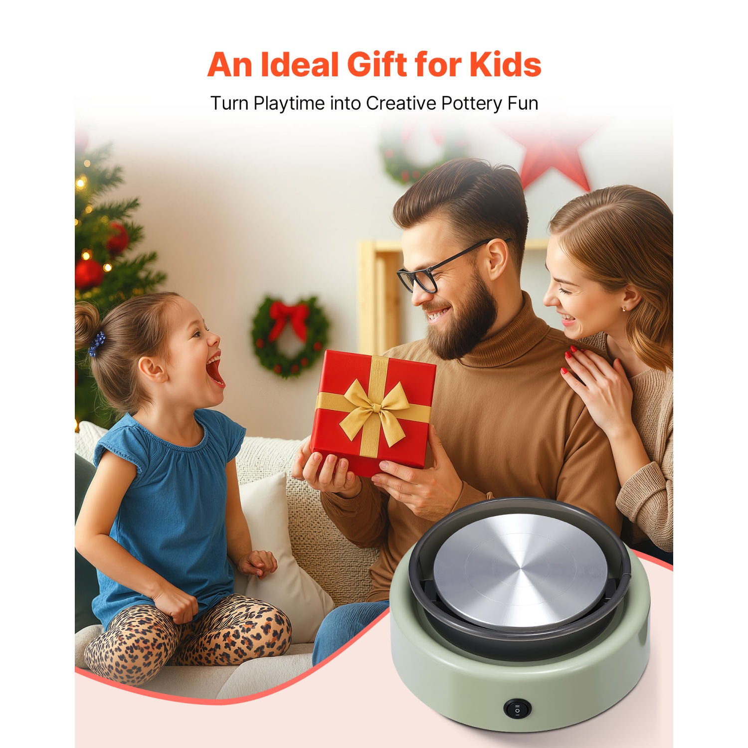 VEVOR Mini Pottery Wheel, 6 inch Turntable, Forward and Reverse Rotation, Adjustable Speed, Electric Clay Wheel for Kids and Beginners, with Shaping