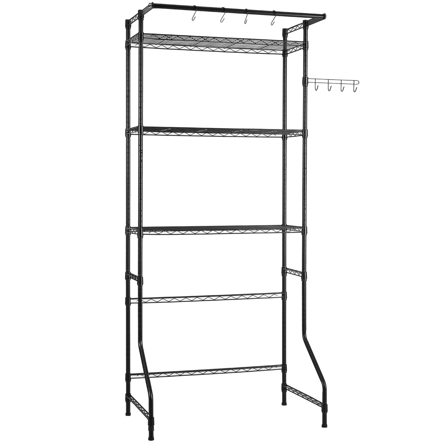 VEVOR 3 Tiers Over Washer and Dryer Storage Shelf, Laundry Room Drying Rack with Hanger Rod and Hooks, Single Row Adjustable Washer Shelves Space