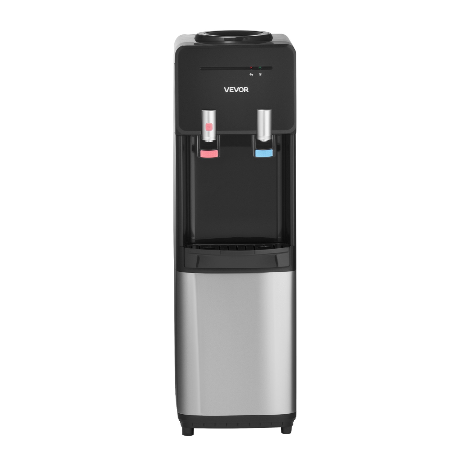 VEVOR Top Loading Water Cooler Dispenser, Hot and Cold Water Dispenser for 3 or 5 Gallons Bottles, Sturdy Stainless Steel and Child Security Lock,