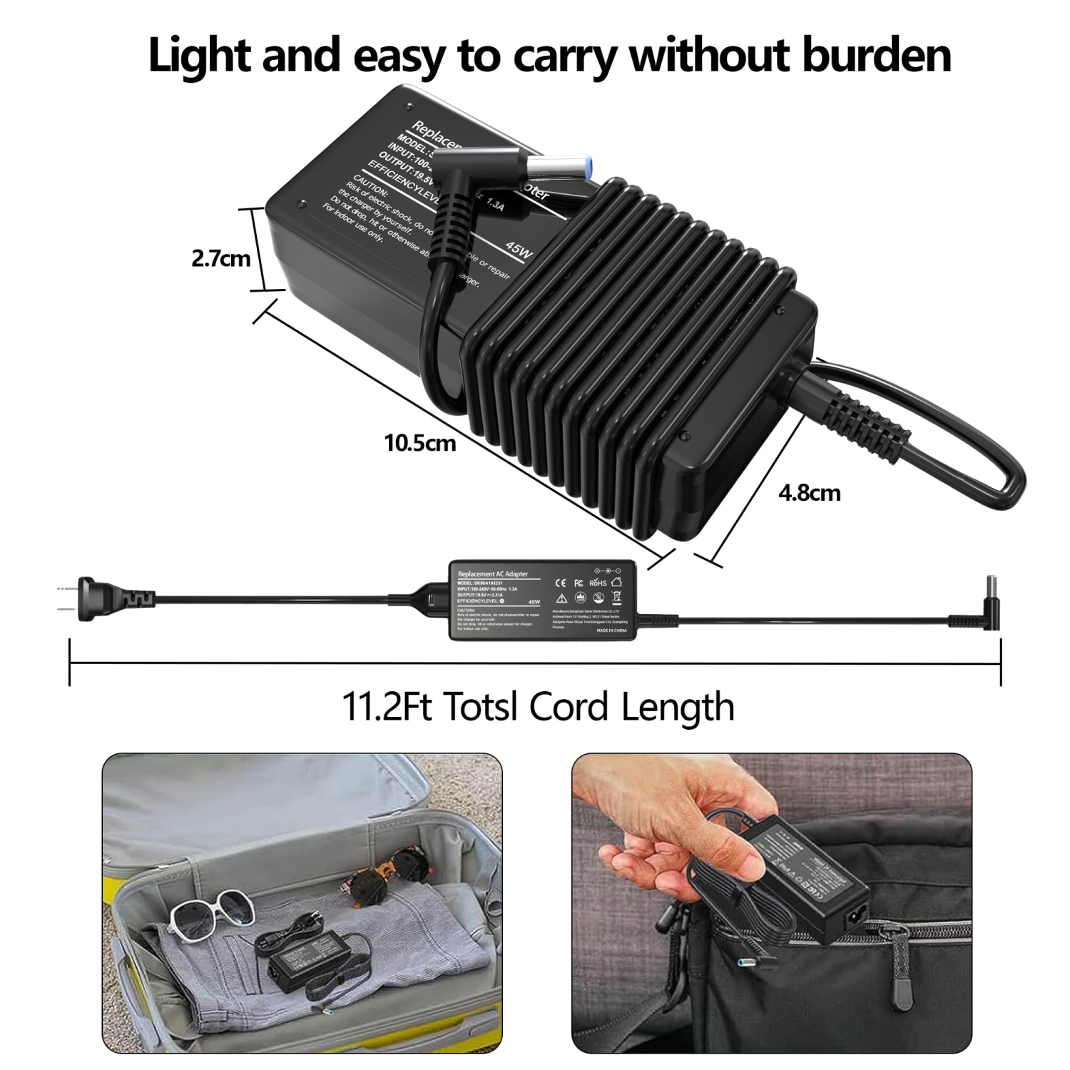 45W 19.5V 2.31A for HP Laptop Charger Compatible with HP Pavilion x360 11 13 15, Stream, Envy, ProBook, EliteBook, Spectre, Notebook Series AC