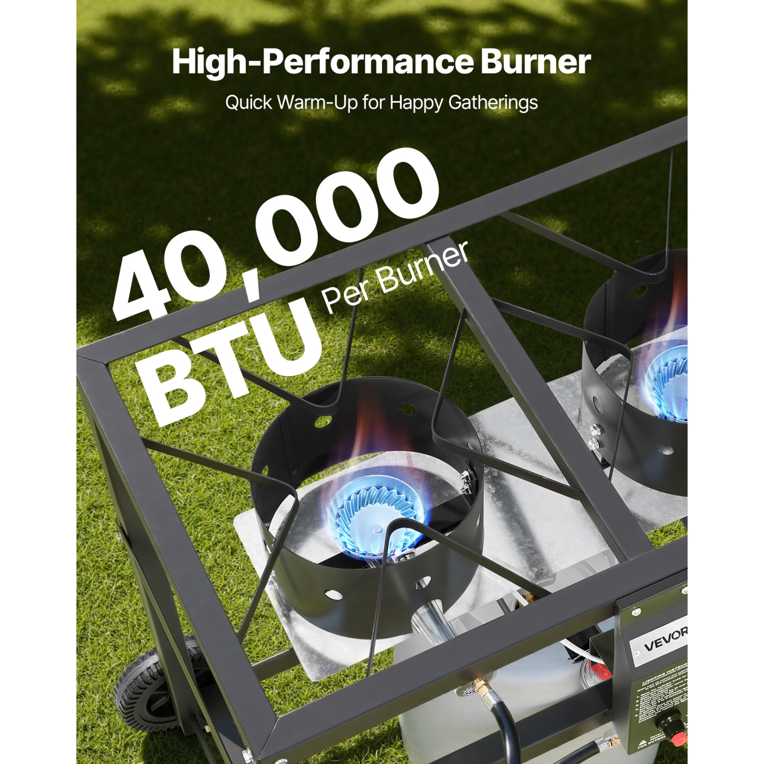 VEVOR 40,000 BTU Outdoor Propane Deep Fryer, Dual-Tank 18QTx2 Commercial Fryer, Multi-Purpose Portable Frying Cart with Wheel, 3 Basket, 2