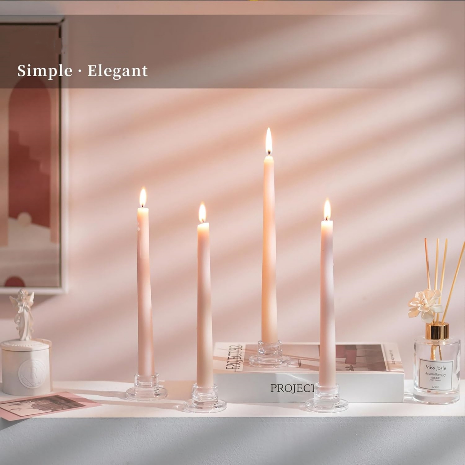 NIERBO Small Taper Candle Holders Set of 10 Clear Candle Sticks Holder for Table Centerpiece Short Modern Candle Holder for Wedding Christmas Home